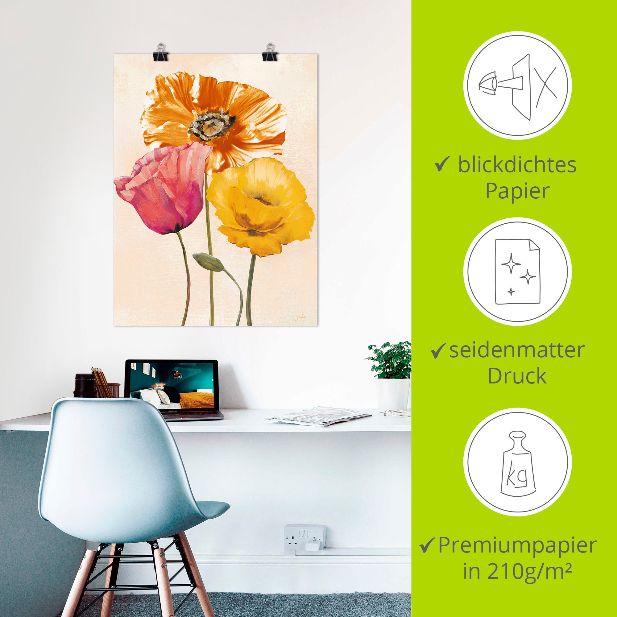 Artland Wandbild »Bunte Mohnblumen II«, Blumenbilder, (1 St.), als Leinwandbild, Poster, Wandaufkleber in verschied. Grössen