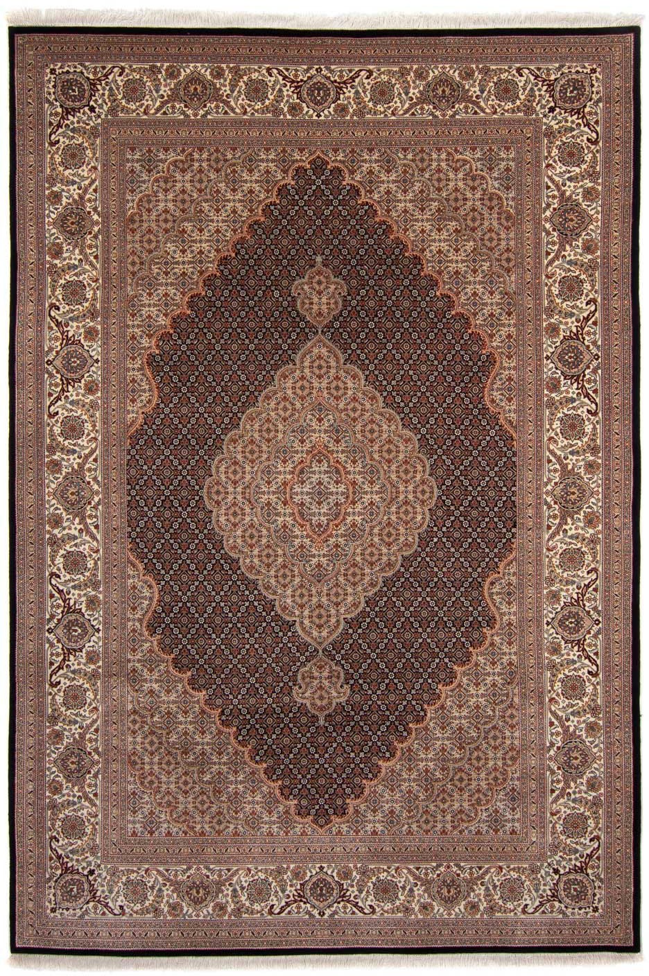 Image of morgenland Seidenteppich »Täbriz Medaillon Blu scuro 303 x 201 cm«, rechteckig, 1 mm Höhe, Unikat mit Zertifikat bei Ackermann Versand Schweiz