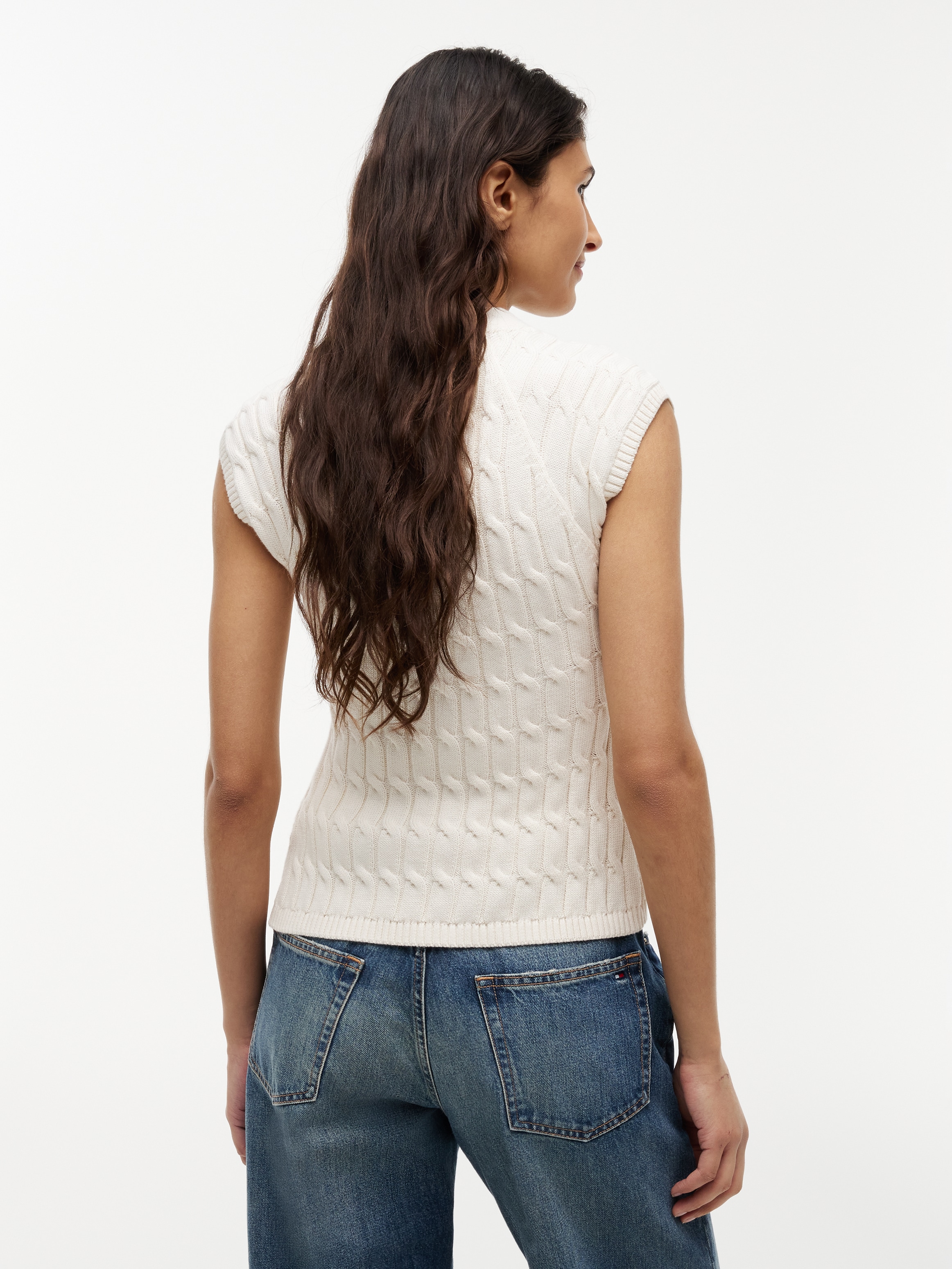 Tommy Hilfiger Gilet tricoté »MID GG CABLE VEST CARDI« Coton, avec motif torsadé