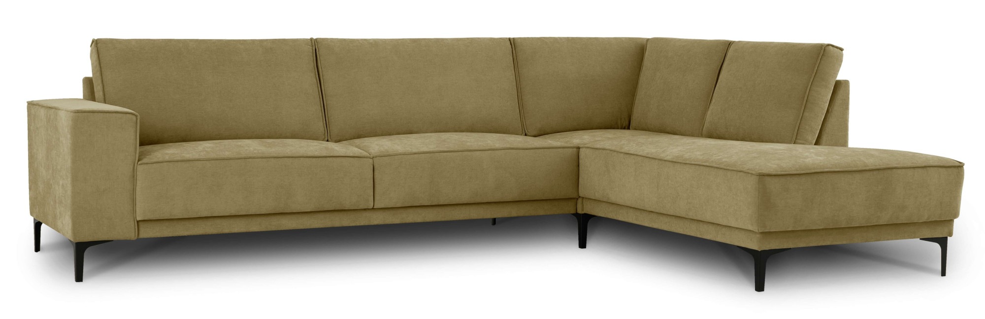 Places of Style Ecksofa »Polsterecke Oland, Struktur, Flachgewebe, Luxus-Microfaser, Boucle«, L-Form, 289 cm, Wellenunterfederung, Skandi-Design, Metallfüsse