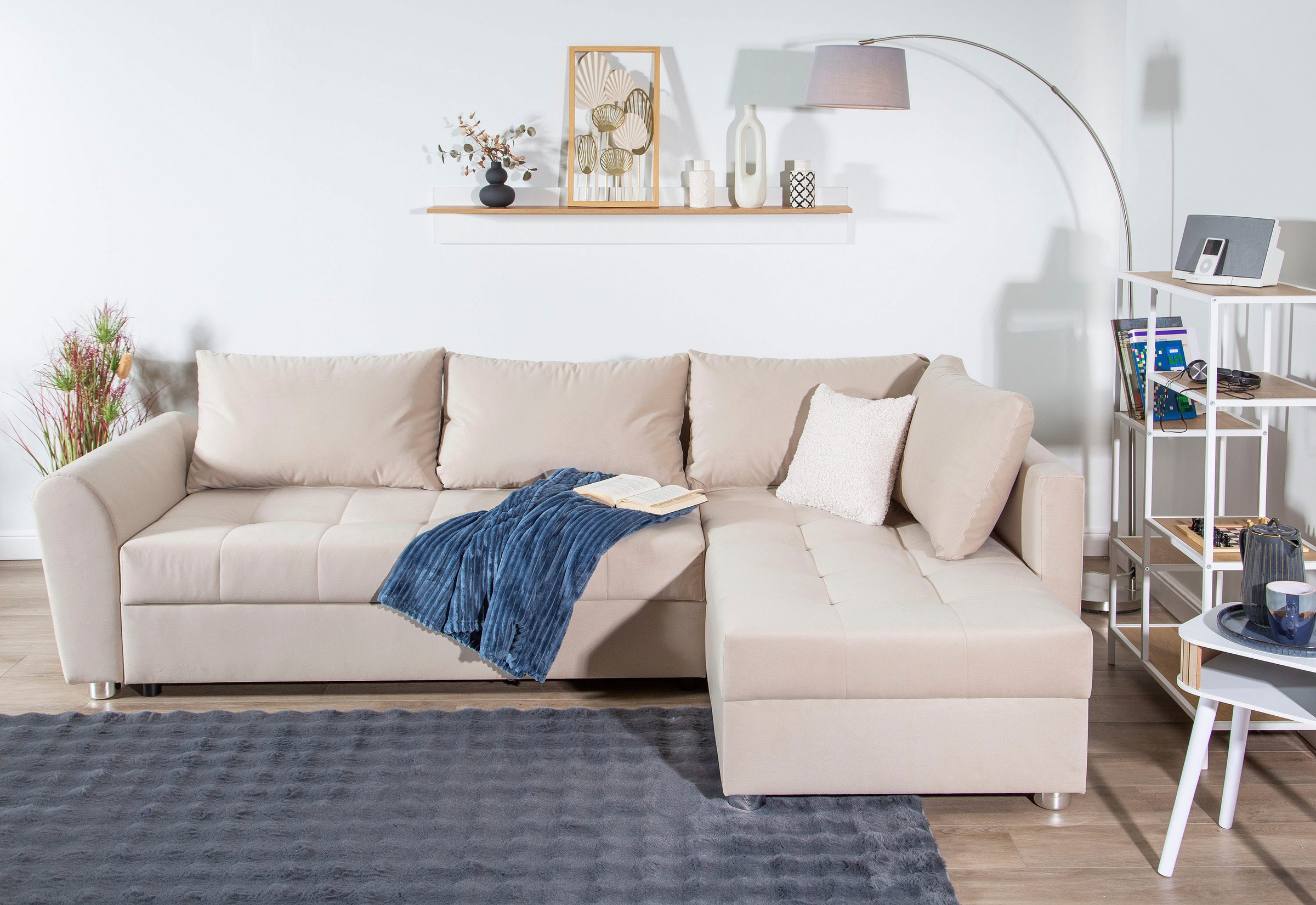 Image of COLLECTION AB Ecksofa "Jana XL L-Form, B: 250 cm" Bettfunktion, Bettkasten & 1 Zierkissen, Federkern