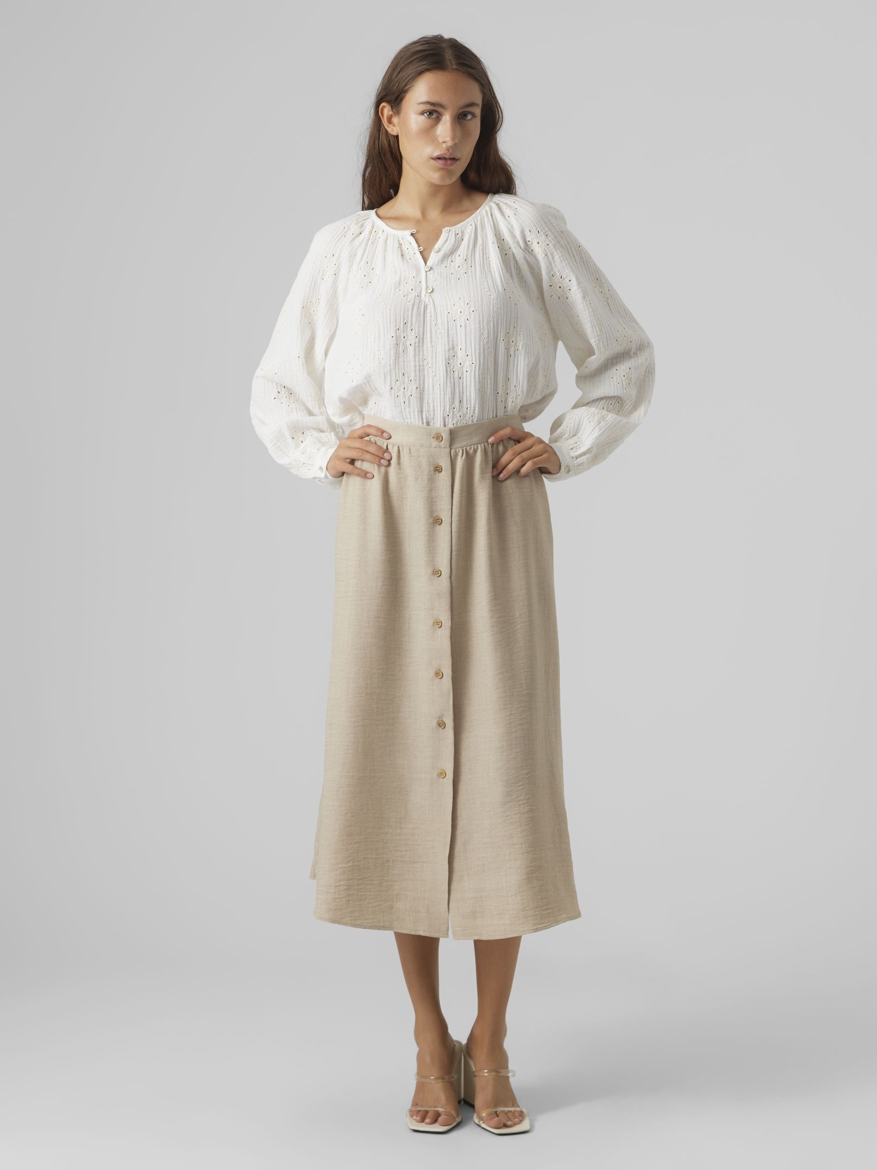 Vero Moda Maxirock »VMMELANEY HW BUTTON CALF SKIRT WVN NOOS«