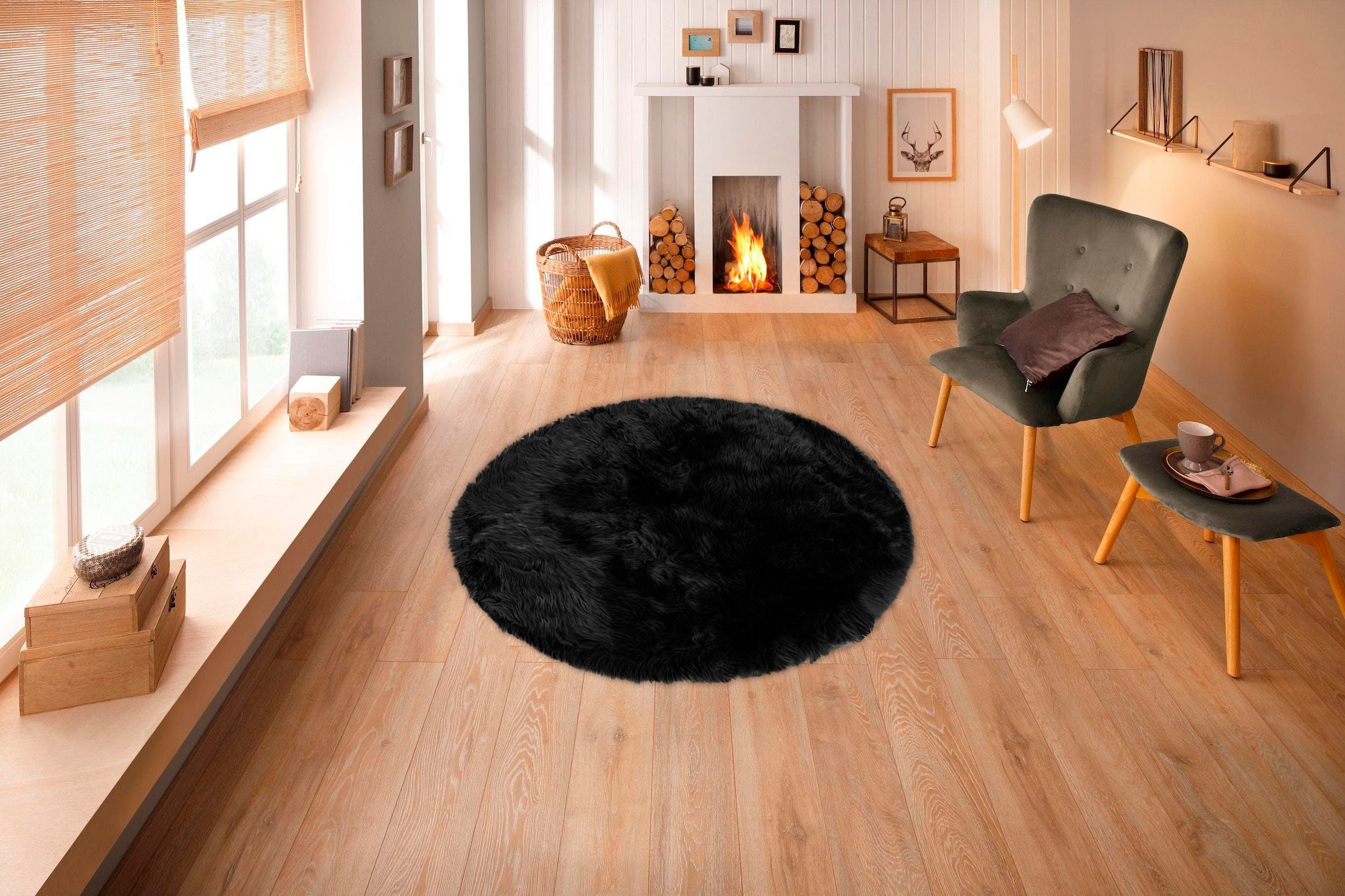 Home affaire Fellteppich »Valeria«, rund, 60 mm Höhe, Kunstfell Teppich, besonders weich und flauschig, fussbodenheizungsgeeignet, pflegeleicht, ideale Teppiche für Wohnzimmer, Schlafzimmer und Esszimmer