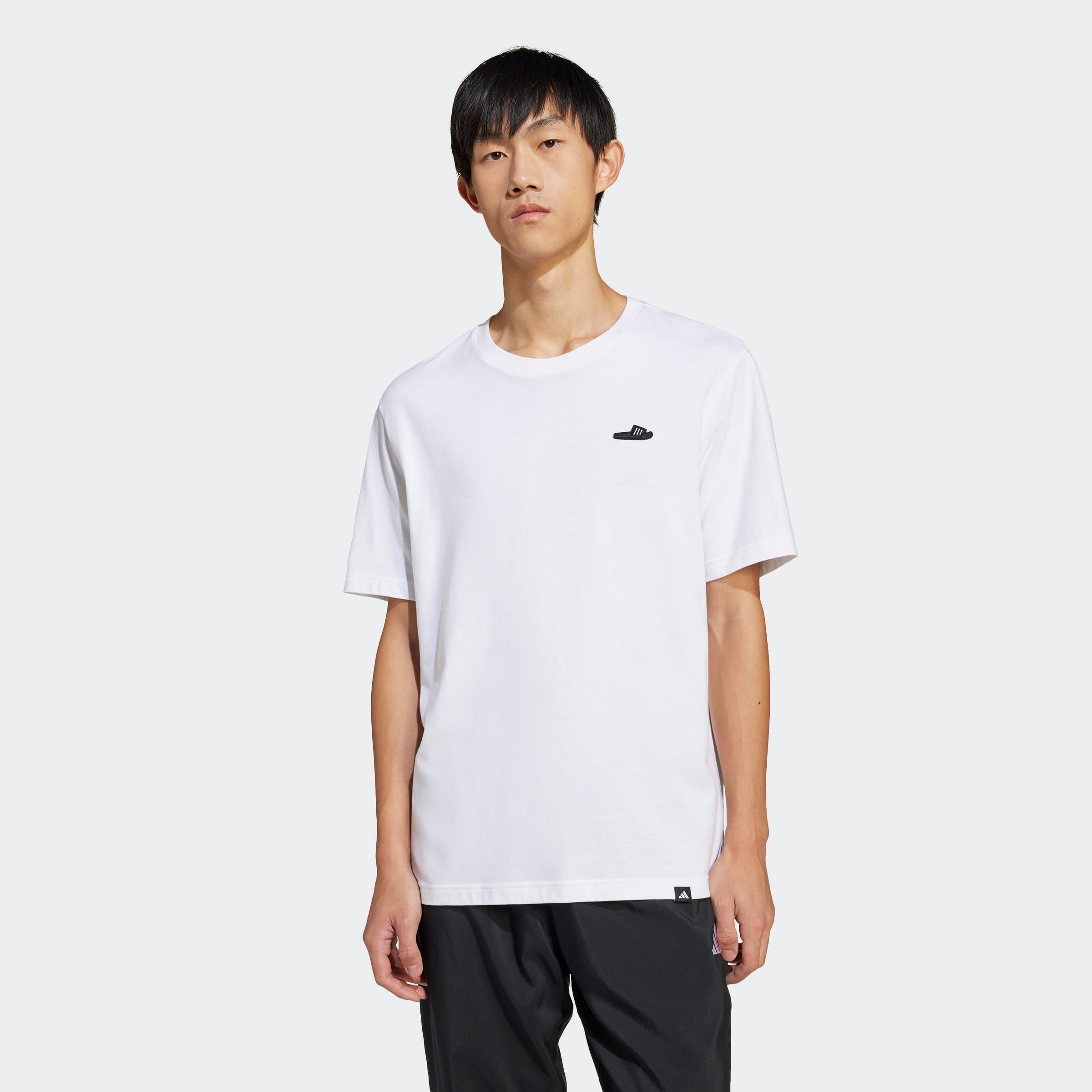 Image of adidas Sportswear T-Shirt "LOUNGE SLIDE GRAPHIC" mit adidas Badeschlappen-Grafik, weiche Baumwolle