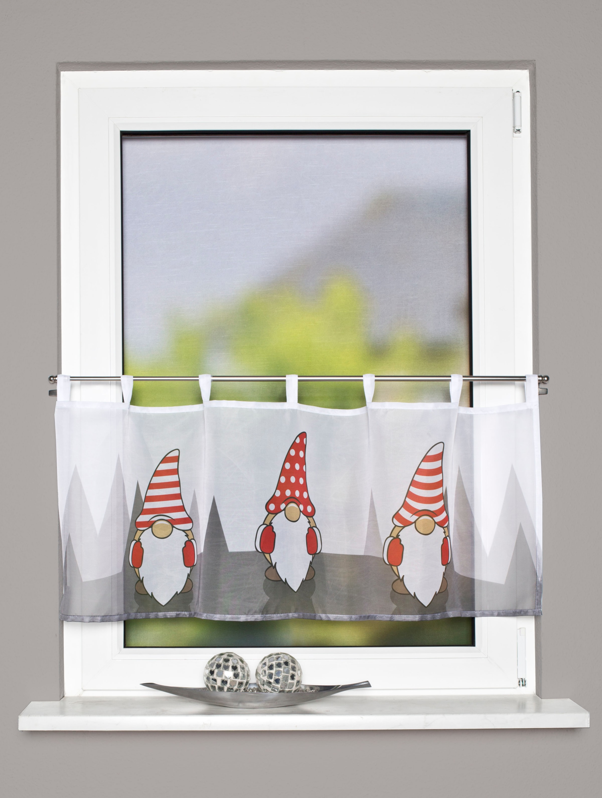 Image of HOME WOHNIDEEN Scheibengardine "IMPALO" Schlaufen 1 Stk. tlg. Schlaufencafehaus Voile digital bedruckt