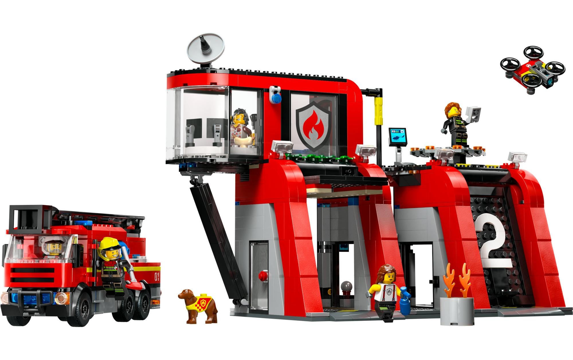 LEGO® Spielbausteine »Feuerwehrstation mit Drehleiterfahrzeug 60414«, (843 St.)