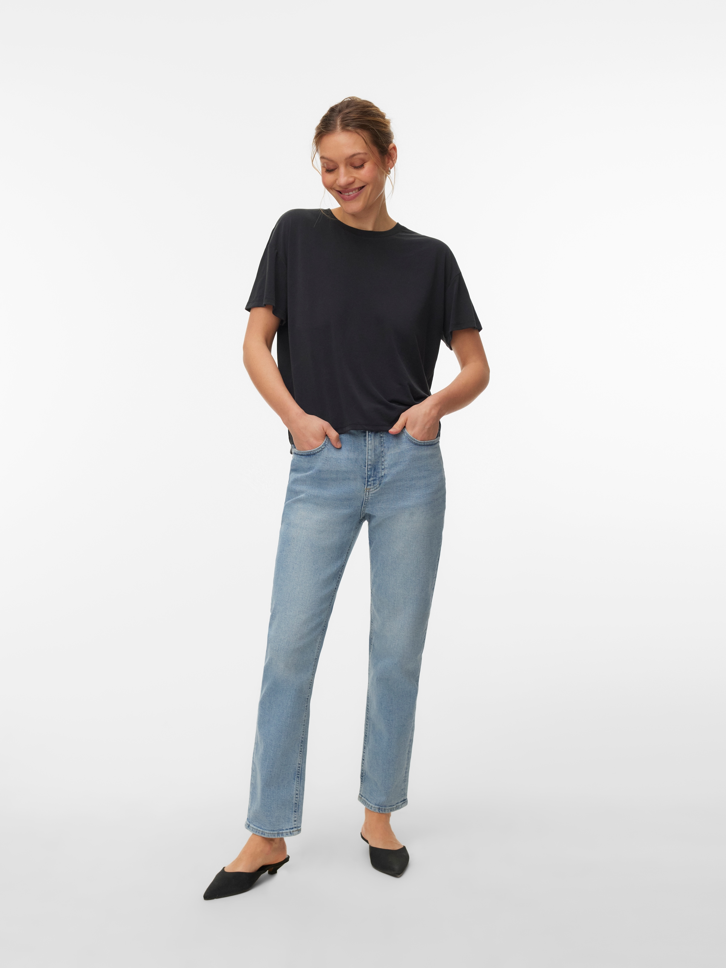 Vero Moda Kurzarmshirt »VMFILLI 2/4 TEE JRS NOOS« Materialmix, relaxed fit