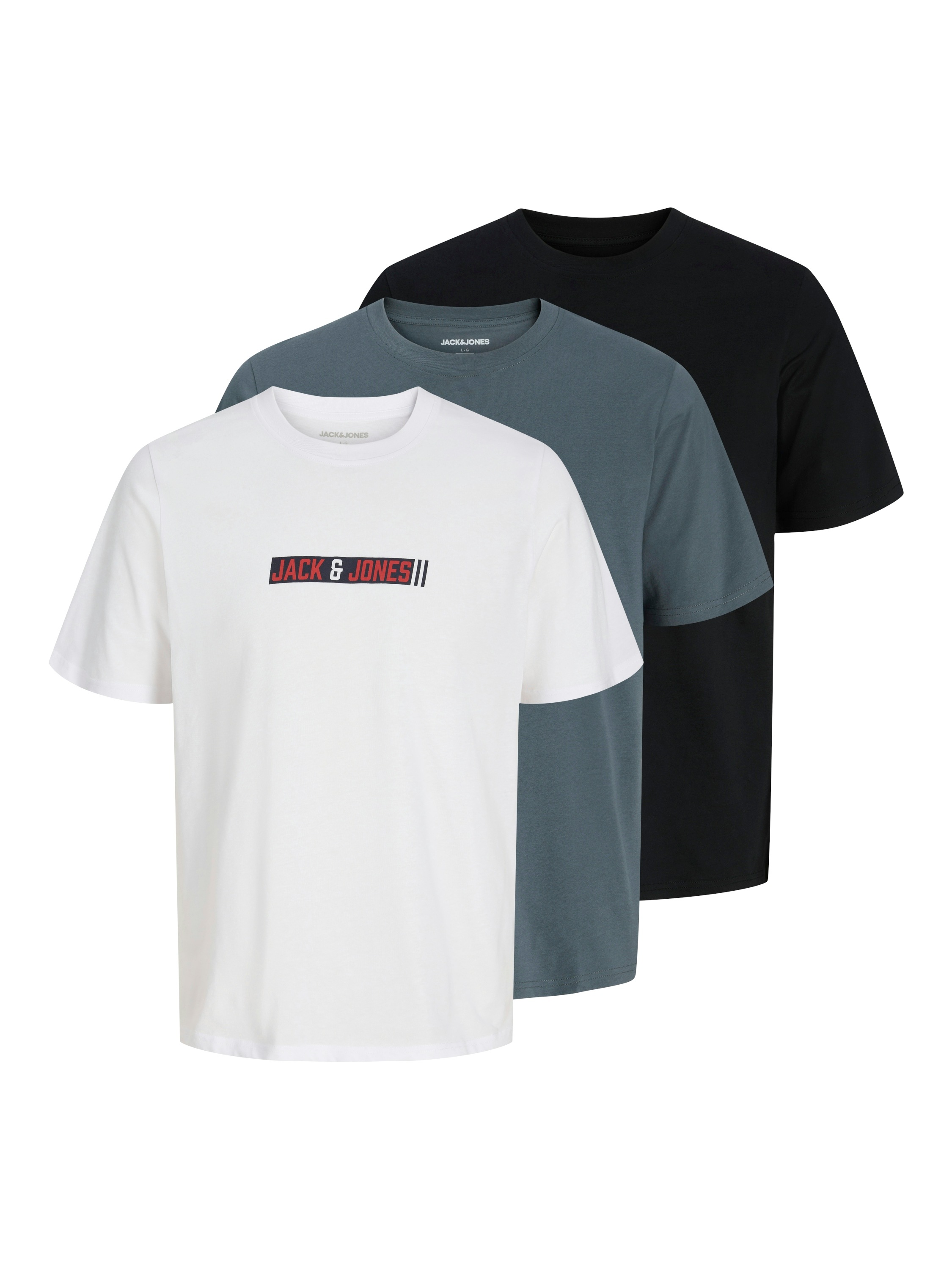 Image of Jack & Jones T-Shirt "JJMUNK TEE SS CREW NECK 3PK MP" Packung, 3 Baumwolle