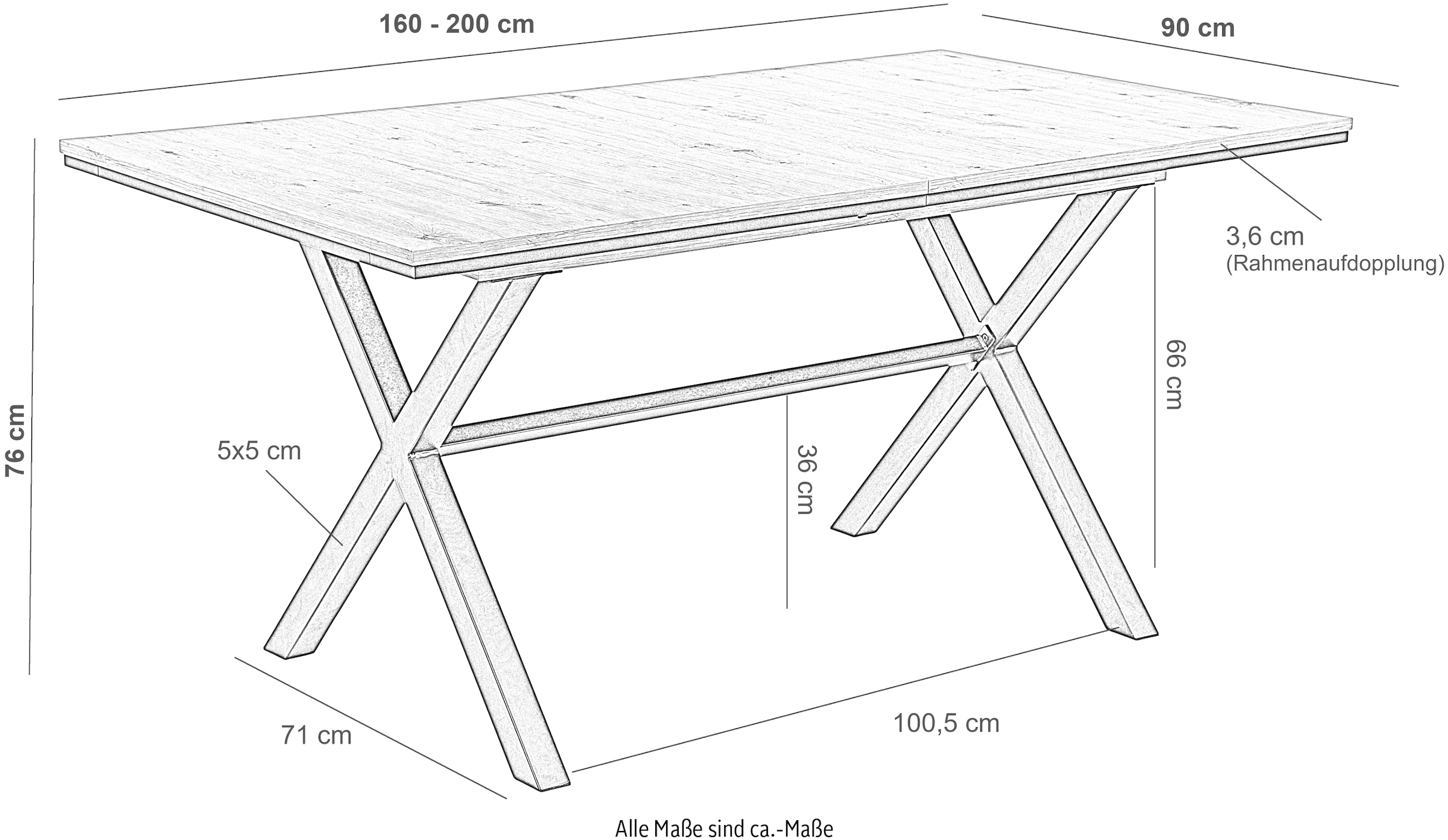 HELA Esstisch, ausziehbar 160-200 cm