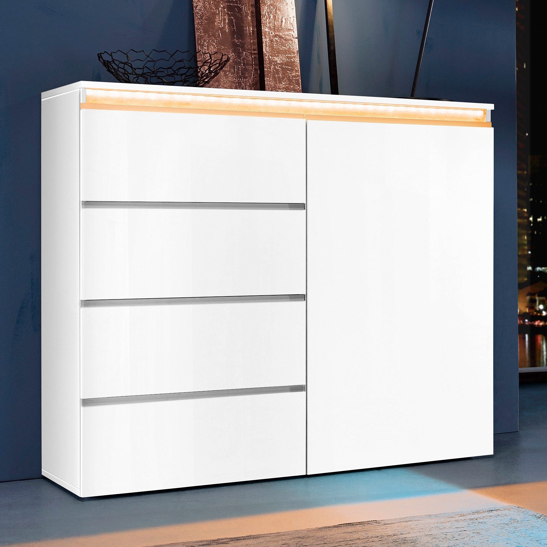 Image of Home affaire Highboard "Magic, Highboard, Hochschrank, Hochkommode" mit 4 Türen,8 Schubkästen,komplett Hochglanz lackiert, Breite 240cm