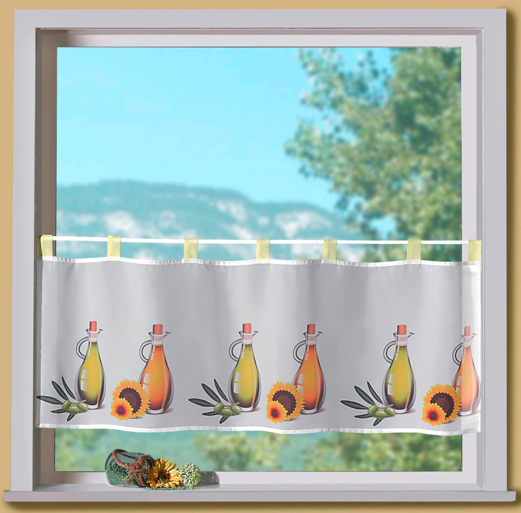 Image of Weckbrodt Scheibengardine "Liah" Schlaufen 1 Stk. tlg. Bistro, Voile, bedruckt, Küche, HxB 45x120cm, Gardine, Store
