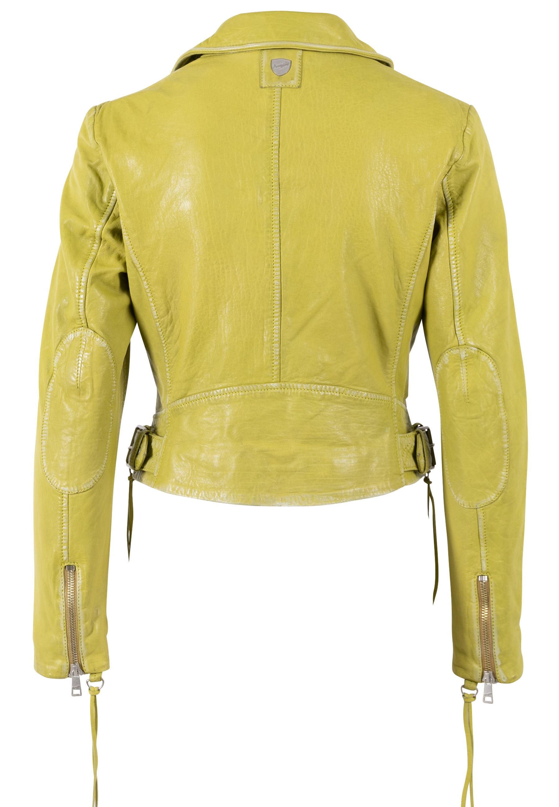Mauritius Veste en cuir »MWBatuh« avec détails à franges, col revers