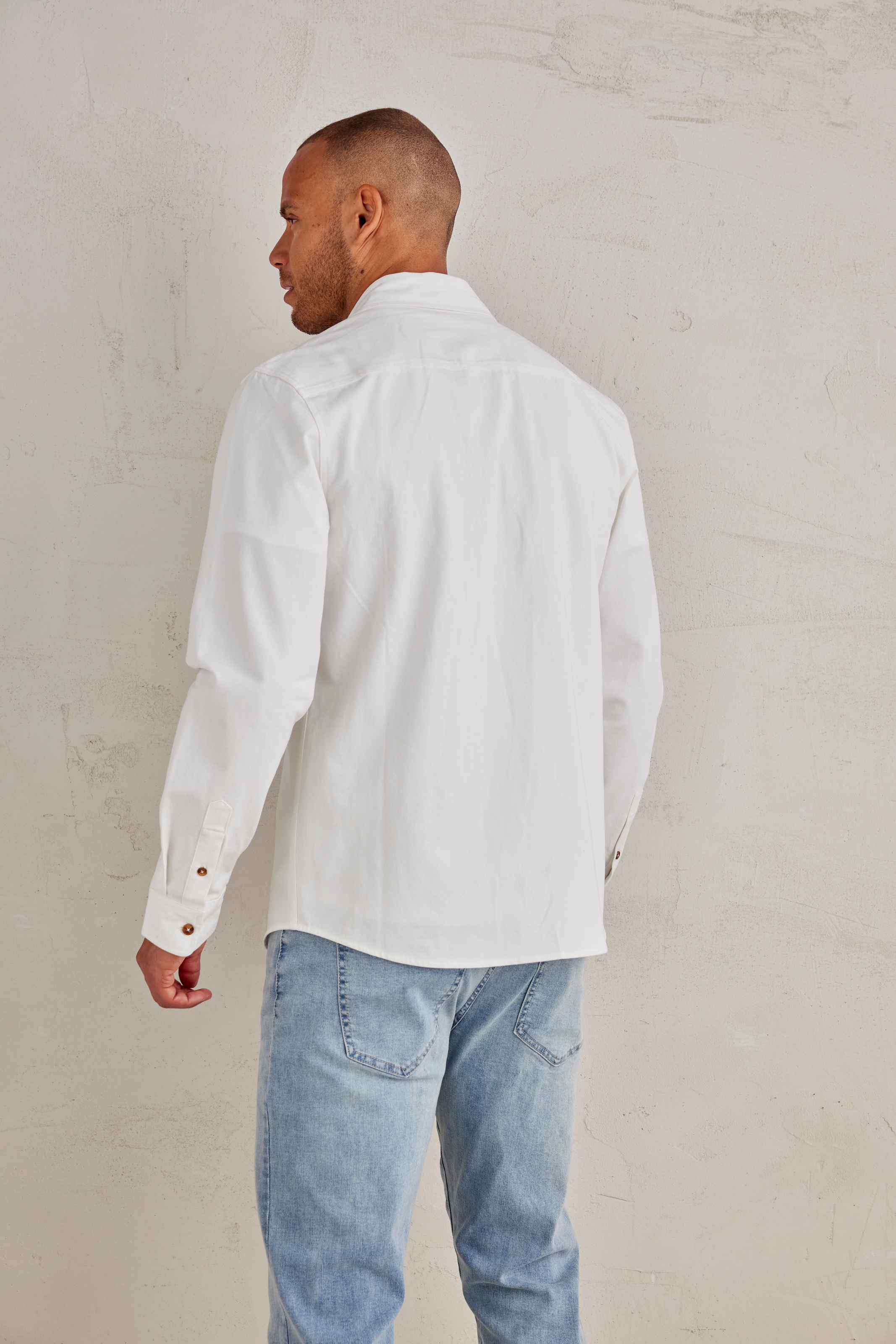 John Devin Langarmhemd », cooles Overshirt«, aus reiner Baumwolle, mit aufgesetzten Taschen