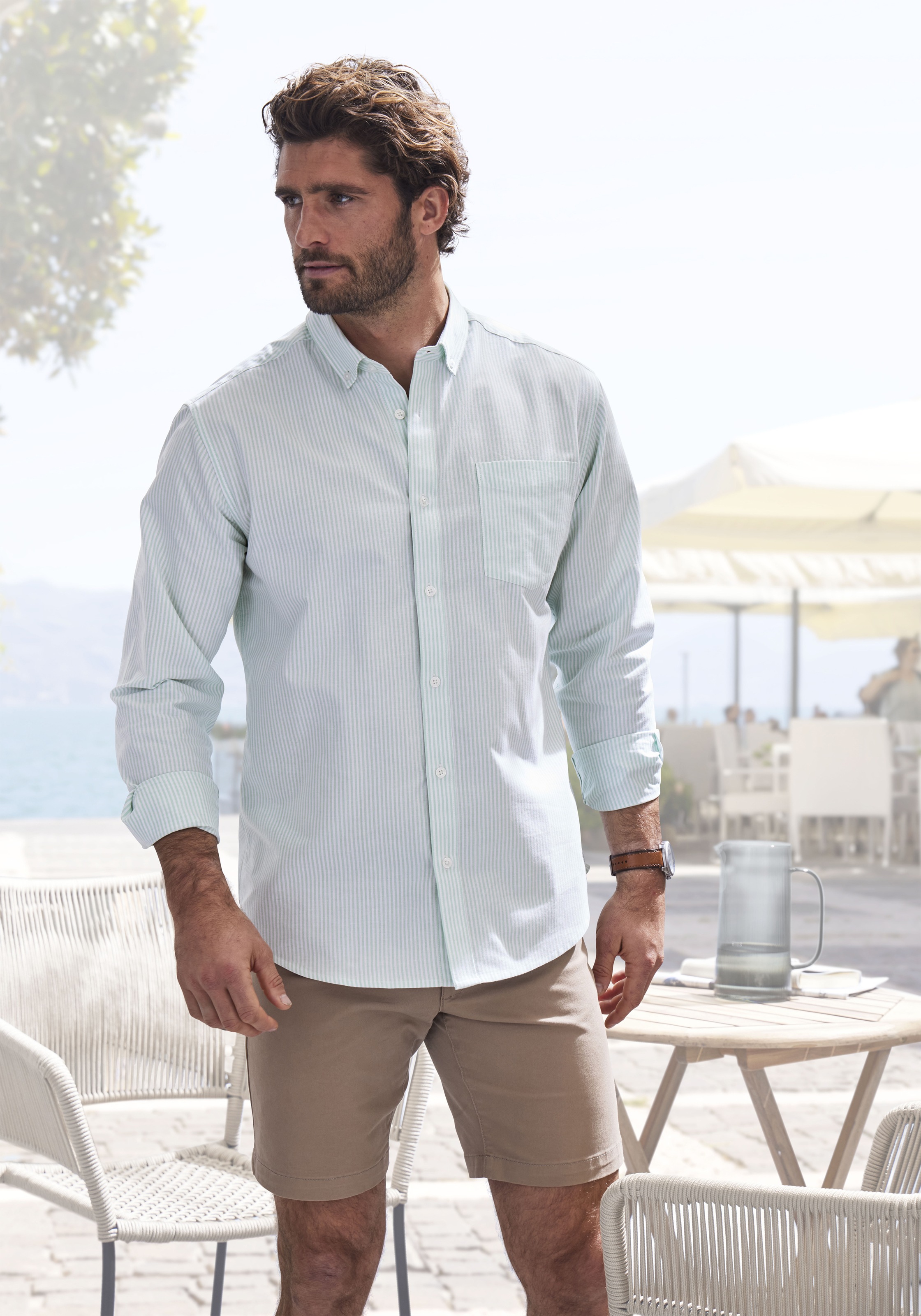 H.I.S Langarmhemd »Regular-fit« Oxfordhemd langarm mit Button-down-Kragen aus reiner Baumwolle