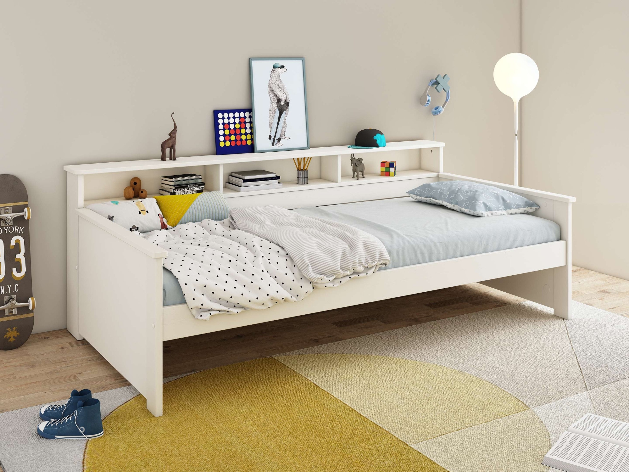 Home affaire Jugendbett »KERO, Daybed, Stauraumbett, platzsparend, Stauraum, 90x200cm«, zertifiziertes Massivholz, mit Ablagefächern, Schublade optional