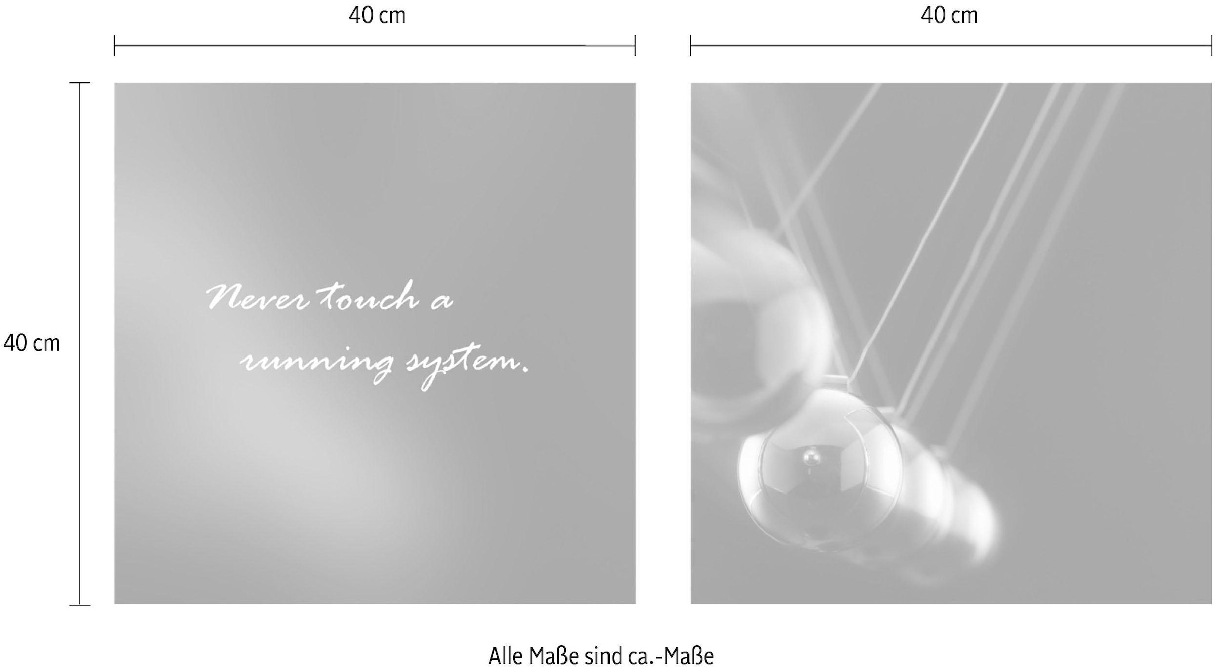 queence Tableau sur toile »running system« Set,  Premium-Leinwandstoff, Handarbeit aus Deutschland, Spruch, 2er Set