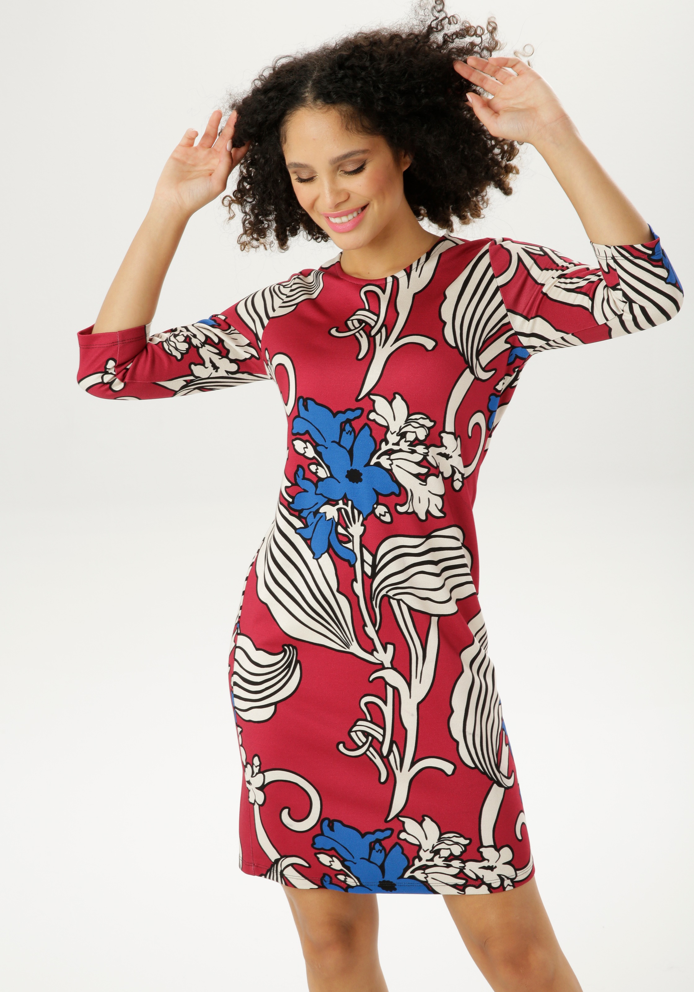Aniston SELECTED Jerseykleid, mit grossflächigem Blumen- und Blätterdruck - NEUE... kaufen