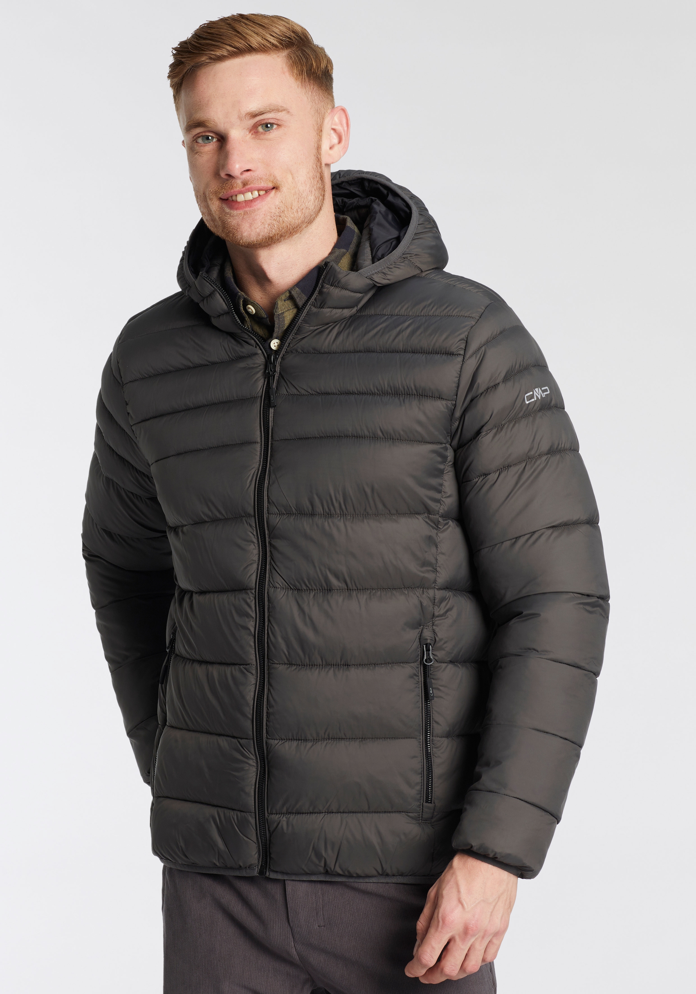 Steppjacke »MAN JACKET FIX HOOD«, mit Kapuze