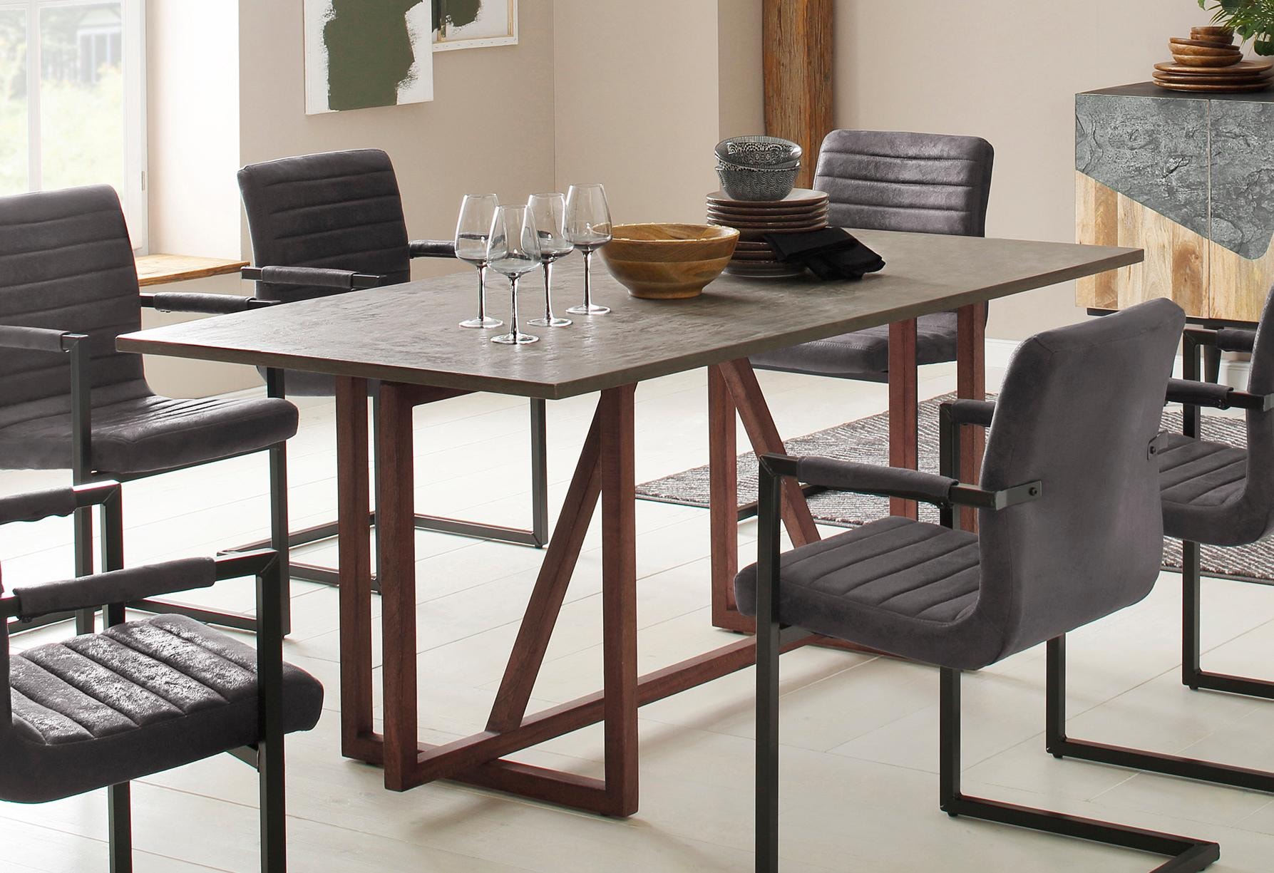 »Beton«, cm kaufen Tischplatte Mangoholz, massiven Look, Home Optik affaire Beton- im Breite aus 180 günstig Esstisch