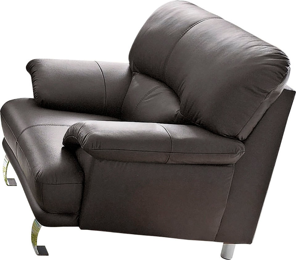 Image of TRENDMANUFAKTUR Sessel "Cecilia, Loungesessel im italienischen Design, hoher Sitzkomfort," bequeme Armlehnen und Rückenverarbeitung, attraktiver Metallfuss