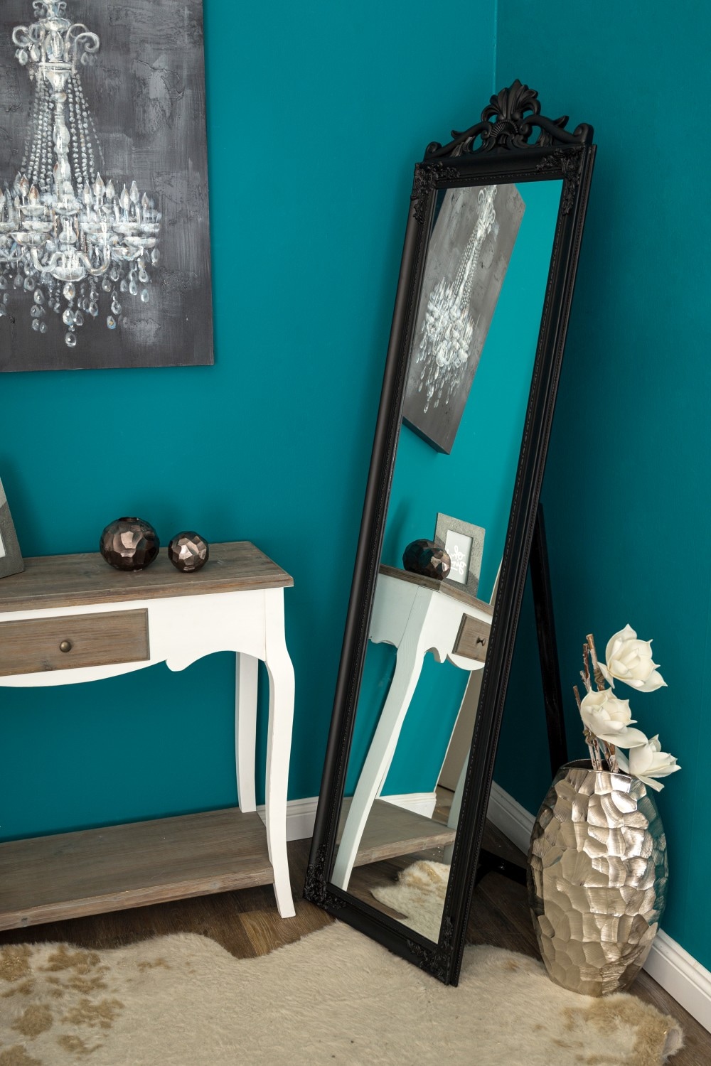 GOODproduct Miroir déco »King, Ganzkörperspiegel Barock Antikstil« miroir sur pied avec ornements élaborés, HxL : 180x45 cm