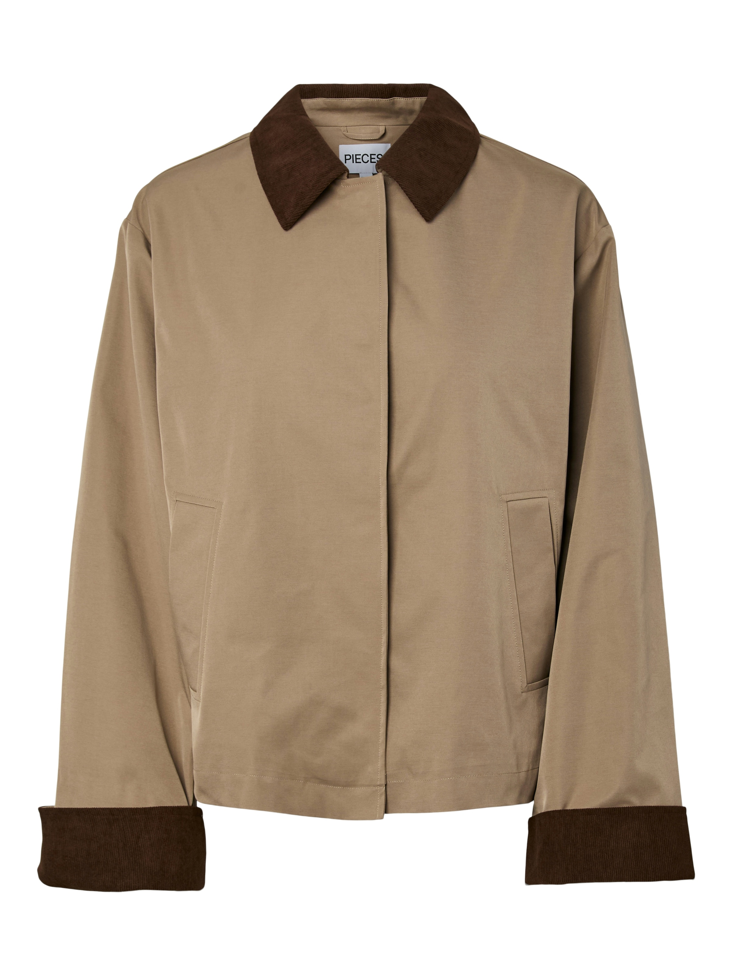 pieces Veste courte »PCJORMA SHORT LIGHT JACKET NOOS BC« avec col et bordures contrastants