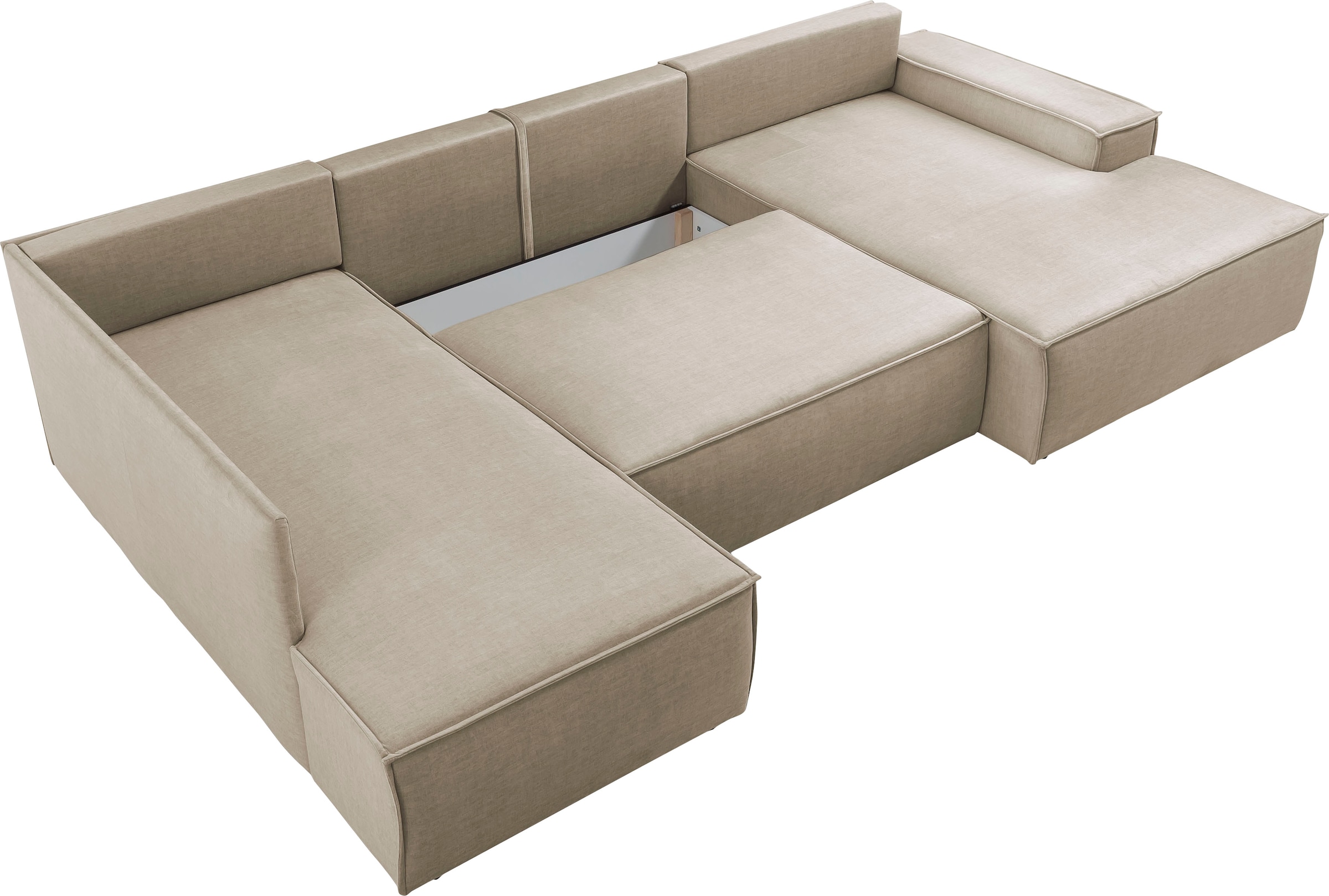 Home affaire Wohnlandschaft »SHERWOOD 329 cm, U-Form, Schlafsofa,«, Schlaffunktion m. Bettkasten (194x139 cm), Cord, Vintage, Samtvelours