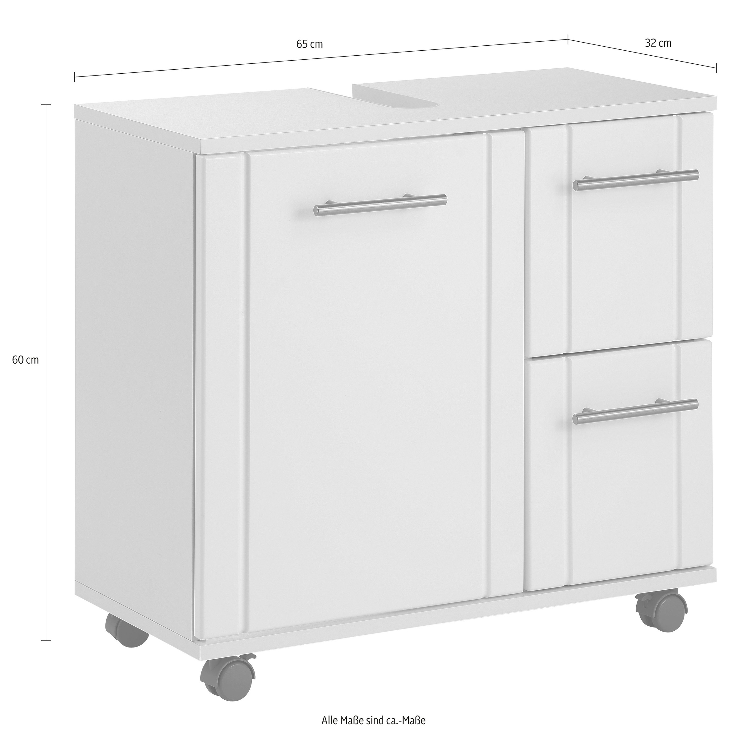 Schildmeyer Waschbeckenunterschrank »Palermo«, Höhe 60 Metallgriffe, auf auf versandkostenfrei cm, Rollen