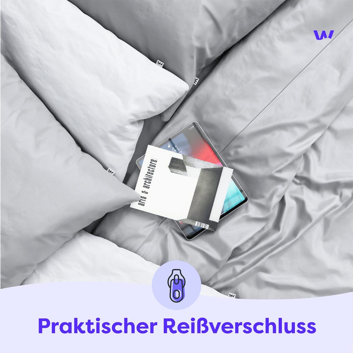 Wolkenfeld Housse de coussin »Mako-Satin Baumwolle Kopfkissenbezug - Premium Kissenbezug« Grösse 80x80, 40x80 und 70x90 cm; versteckter Reissverschluss