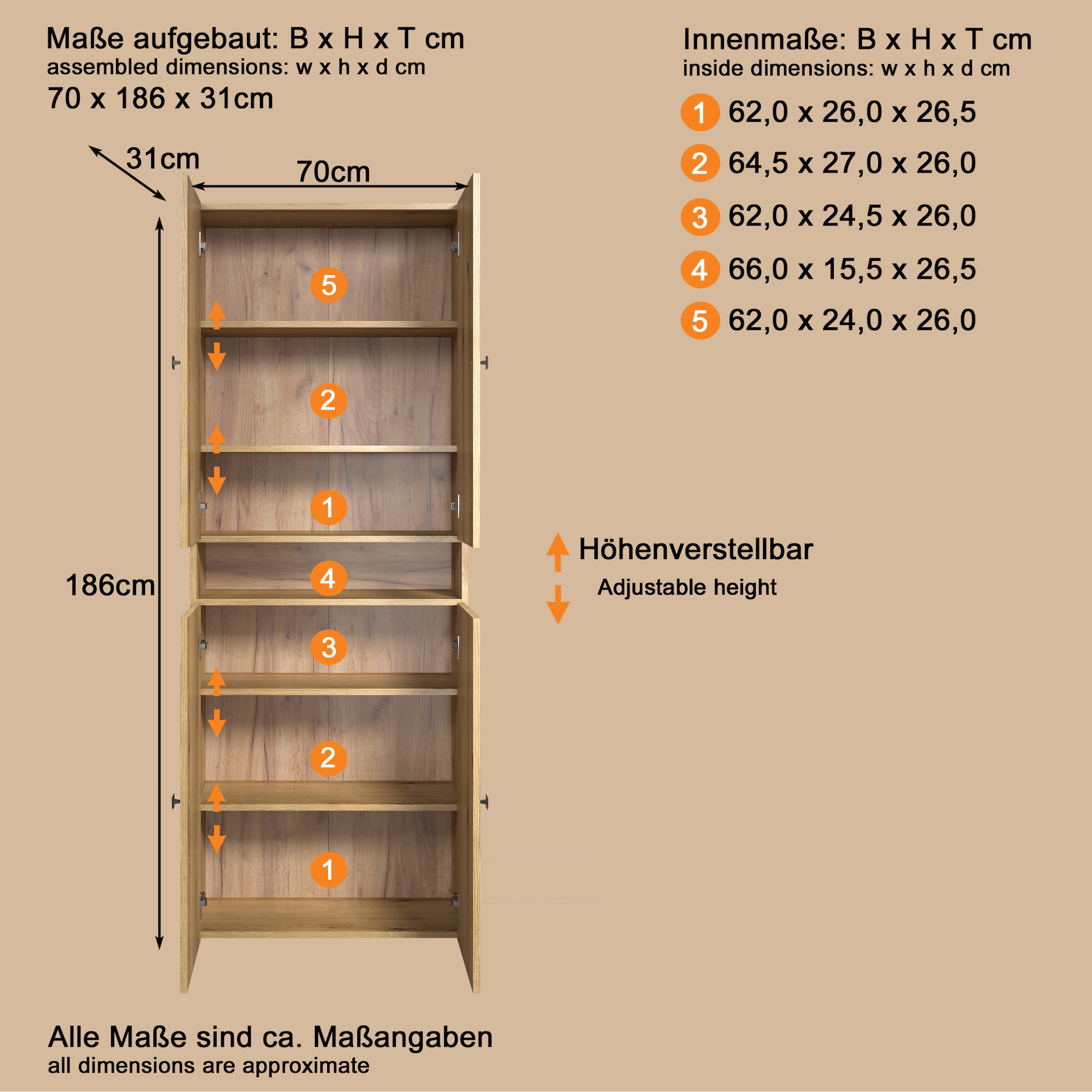 welltime Hochschrank »Amrum«, (1 St.), Badezimmerschrank mit und ohne Schublade - (B/T/H) 40-70/31/186 cm