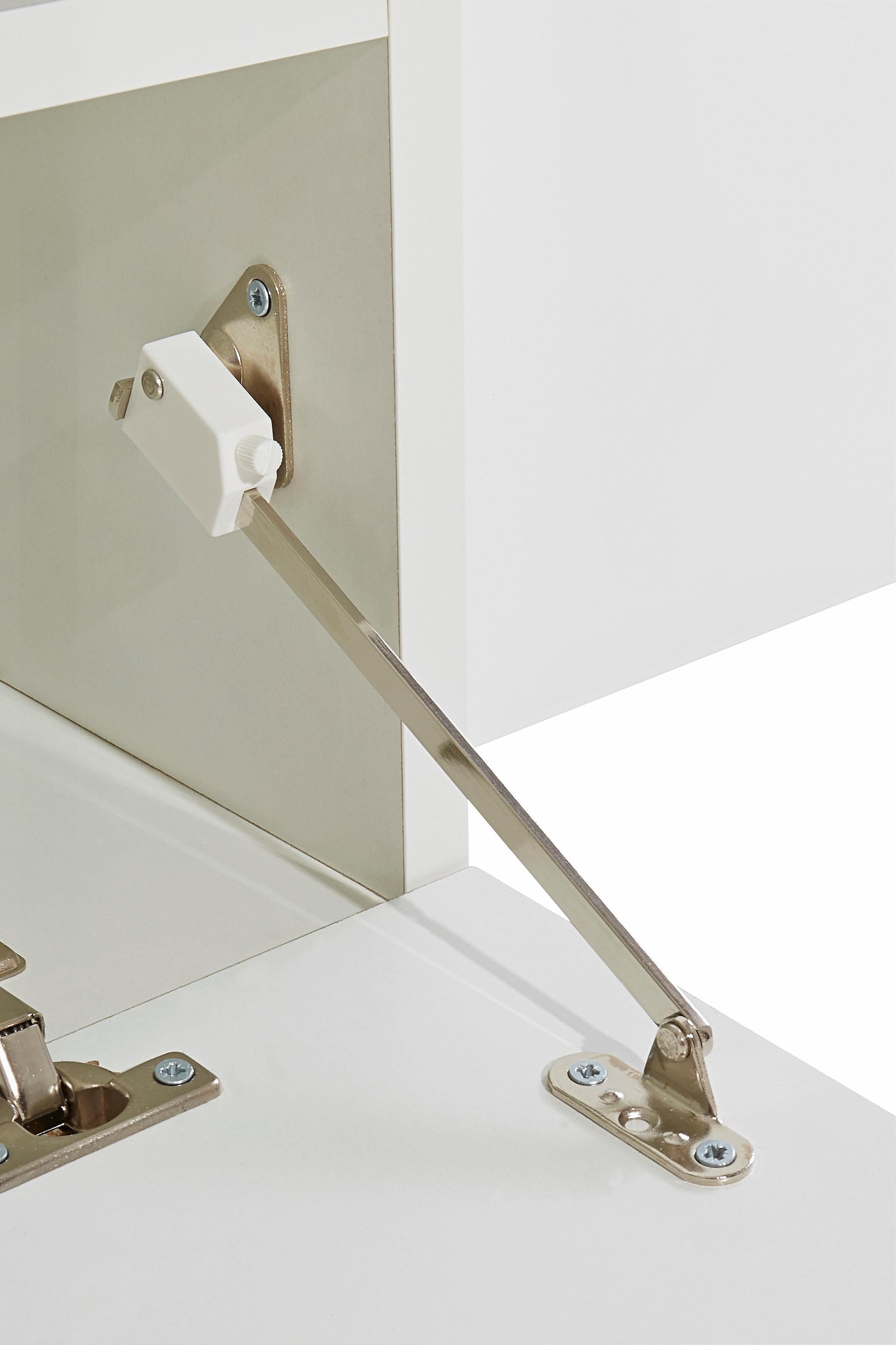 INOSIGN Wohnwand, (Set, 4 St., Set besteht aus 1 Hängevitrine, 1 Vitrine, 1 Lowboard und 1 Wandregal), weiss Korpus/ Front in Hochglanz, ohne Beleuchtung