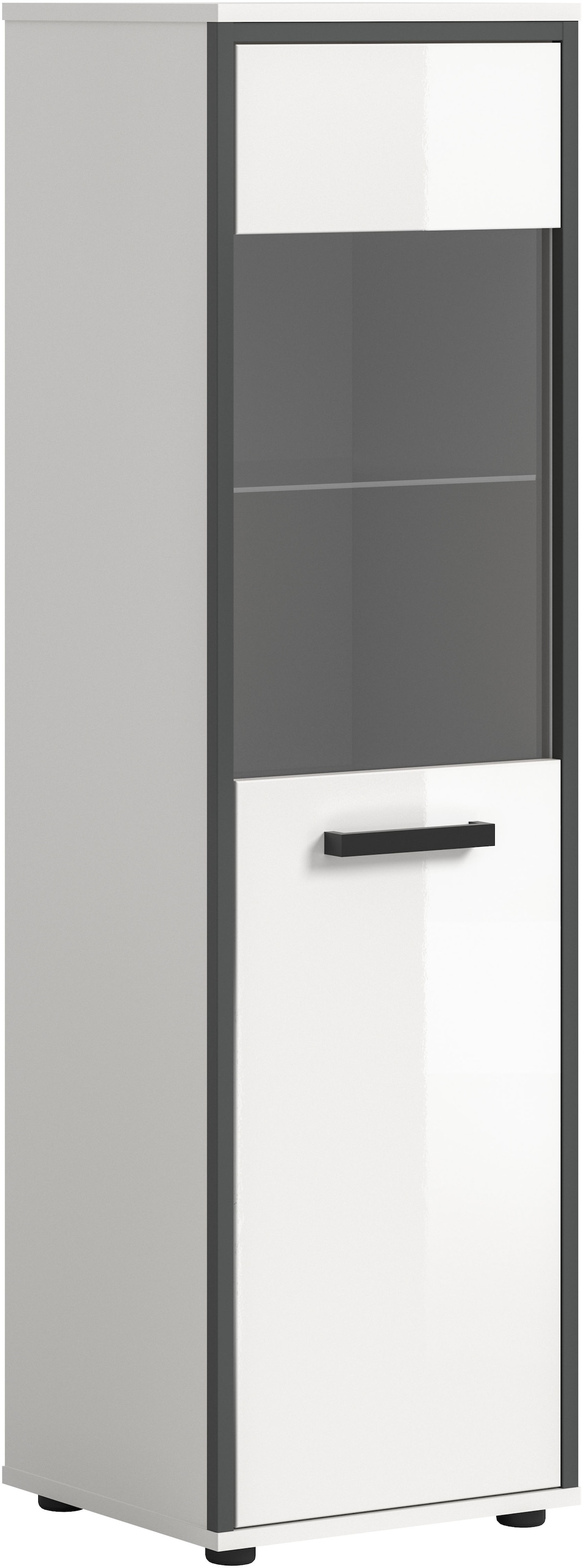 Image of welltime Midischrank "KAJO, hochglanz Front, 1 Glastür, 1 Glas Einlegeboden, 4 Fächer" 1 Stk. tlg. Badschrank, Midischrank, Bad, Badezimmer