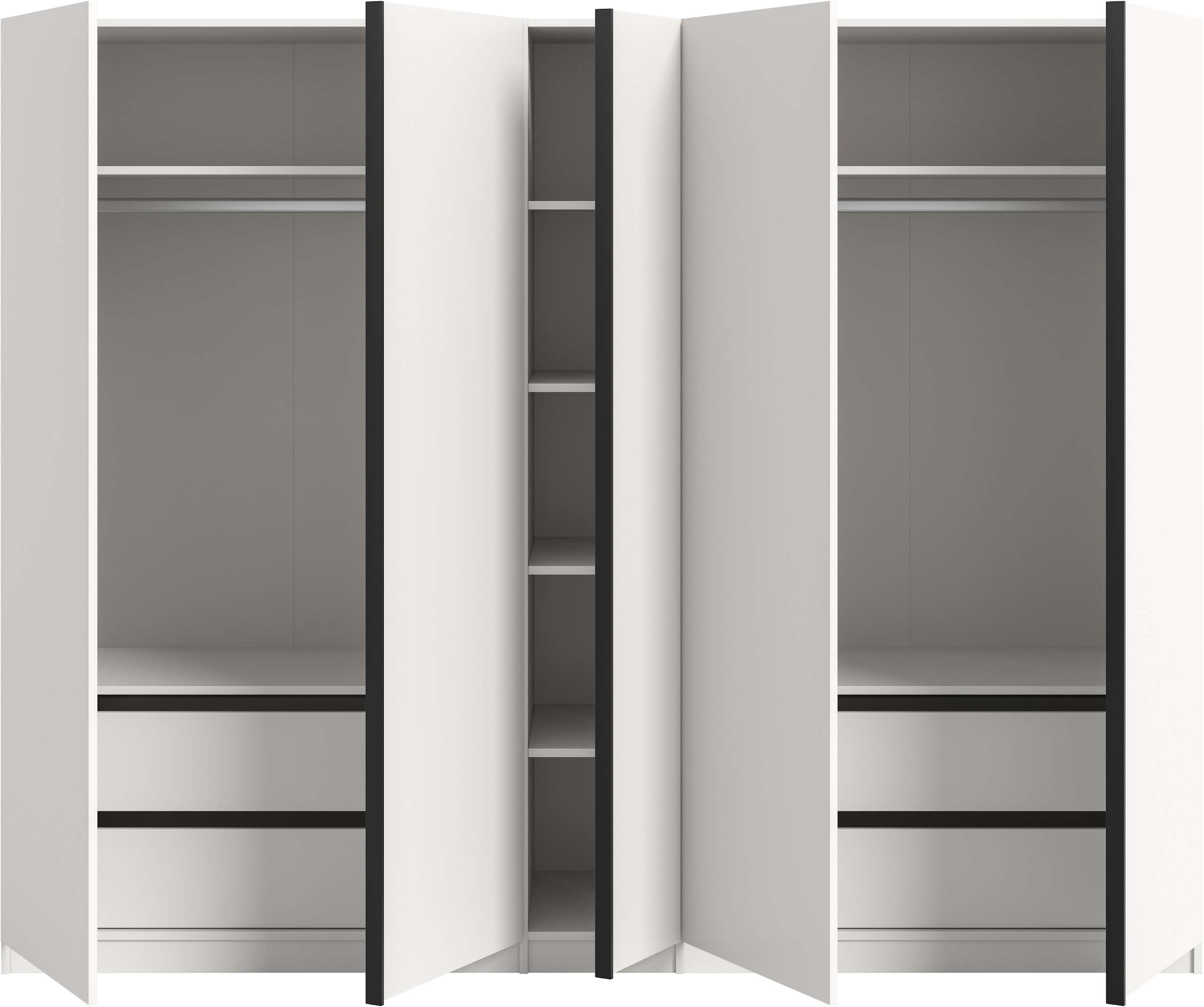 Home affaire Kleiderschrank »BENDINGO, Schlafzimmerschrank, Schrank, Garderobenschrank« OTTO BESTSELLER, Garderobe & Schlafzimmer,  Breite 230cm, weiss, 5-türig, 2 Kleiderstangen, 6 Böden, 4 Schubladen