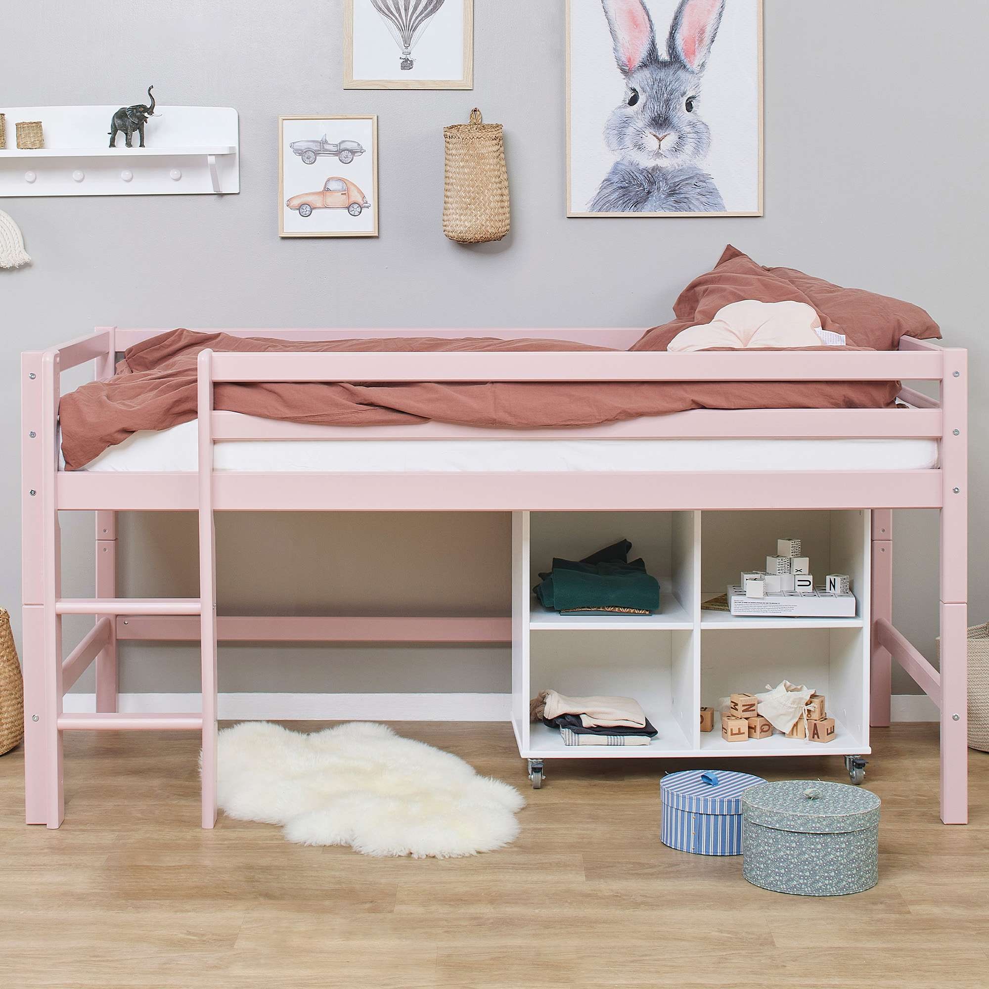 Hoppekids Hochbett »ECO Dream MY COLOR« Set, Bett,  90x200, umbaubar in Einzelbett, 4 Farben