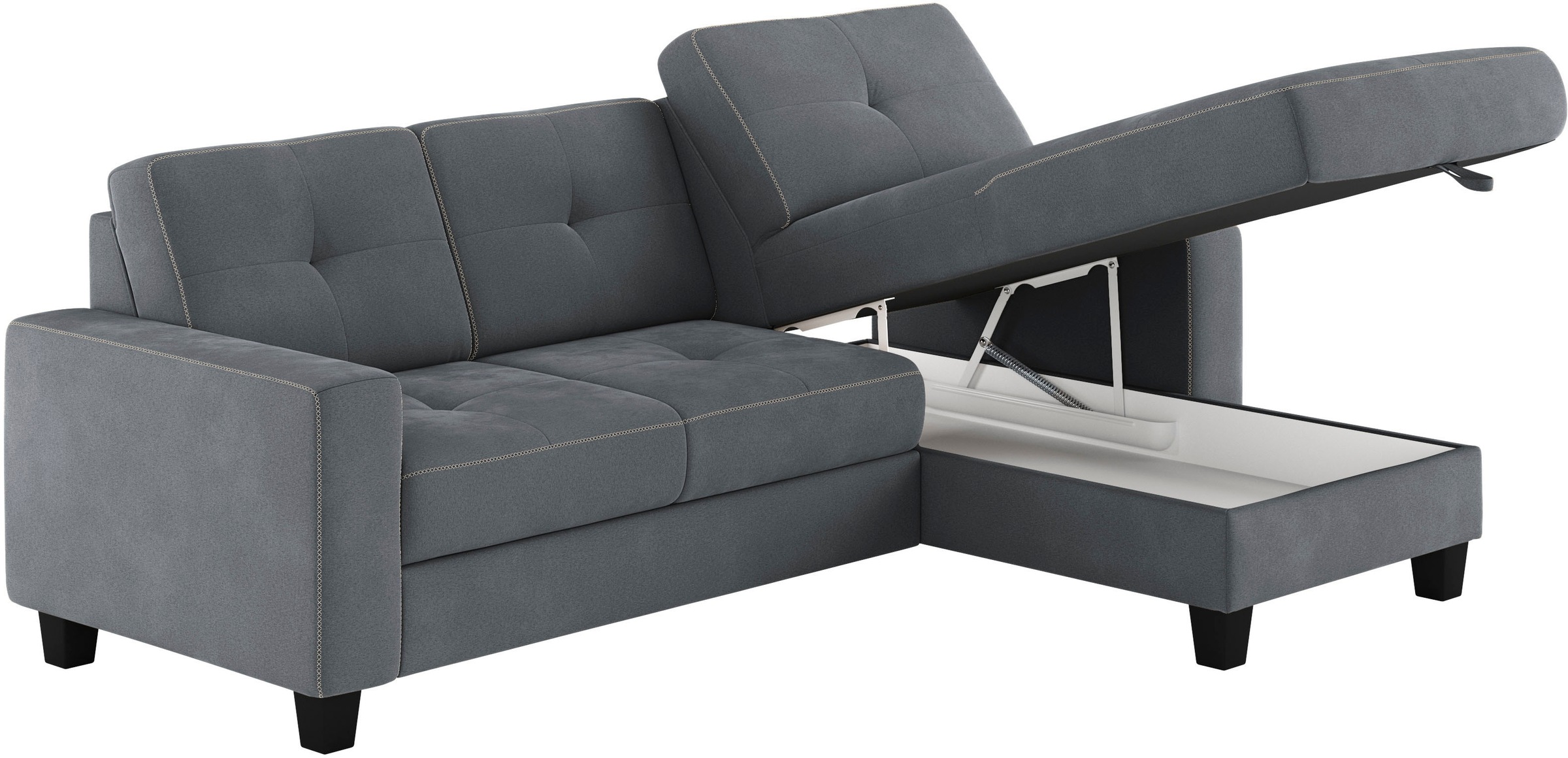 Places of Style Ecksofa »Varese L-Form«, wahlweise mit Bettfunktion und Bettkasten