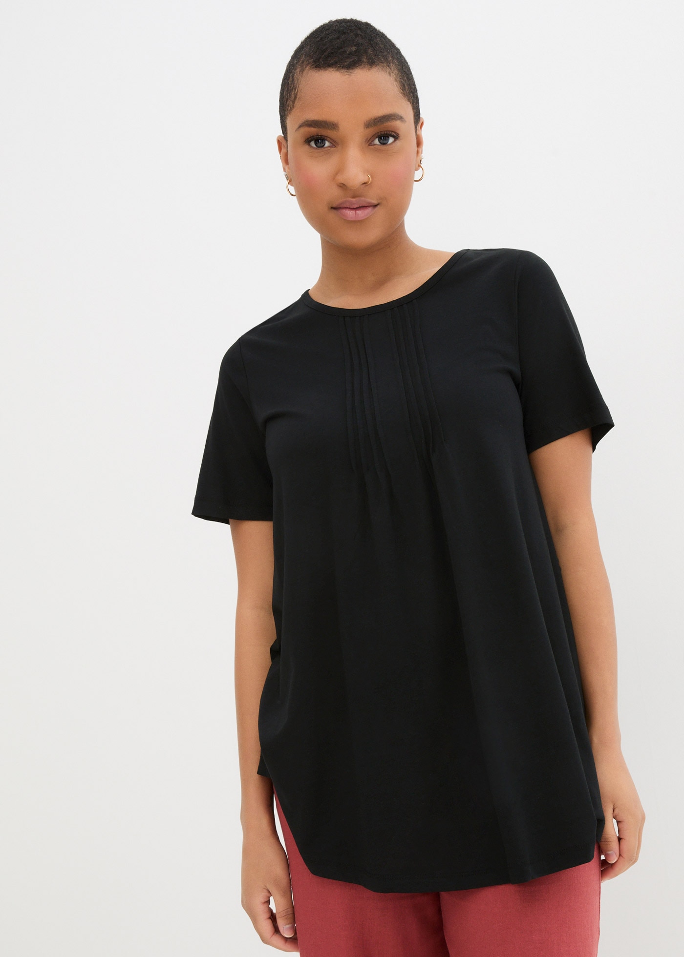 Image of bonprix T-Shirt "T-Shirt in A-Linien-Form, kurzarm" dezente A-Linie, Kurzarm, aus Baumwolle und Viskose