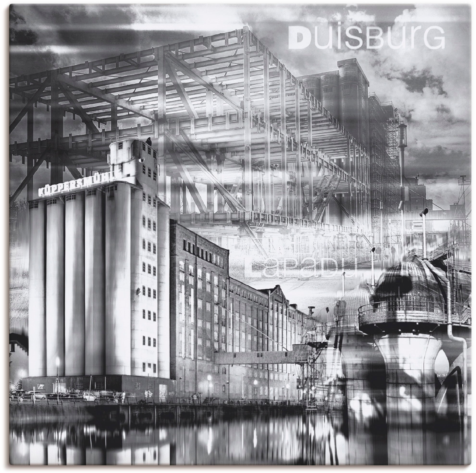 Image of Artland Leinwandbild "Duisburg Skyline Collage III" Deutschland 1 Stk. tlg. auf Holzrahmen gespannt