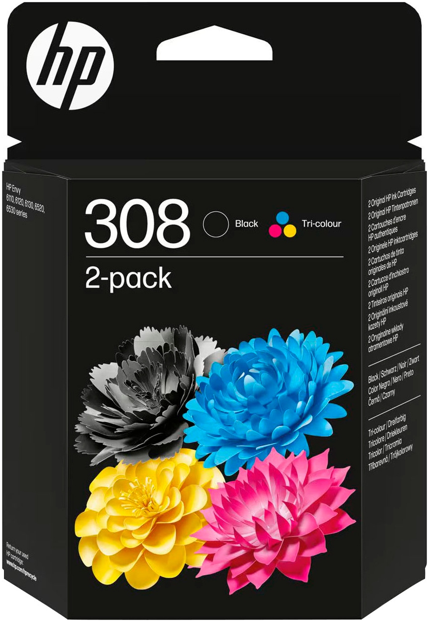 Image of HP Tintenpatrone "HP original Patrone 308 2er-Pack Black + C/M/Y" 3 Probemonate gratis* drucken