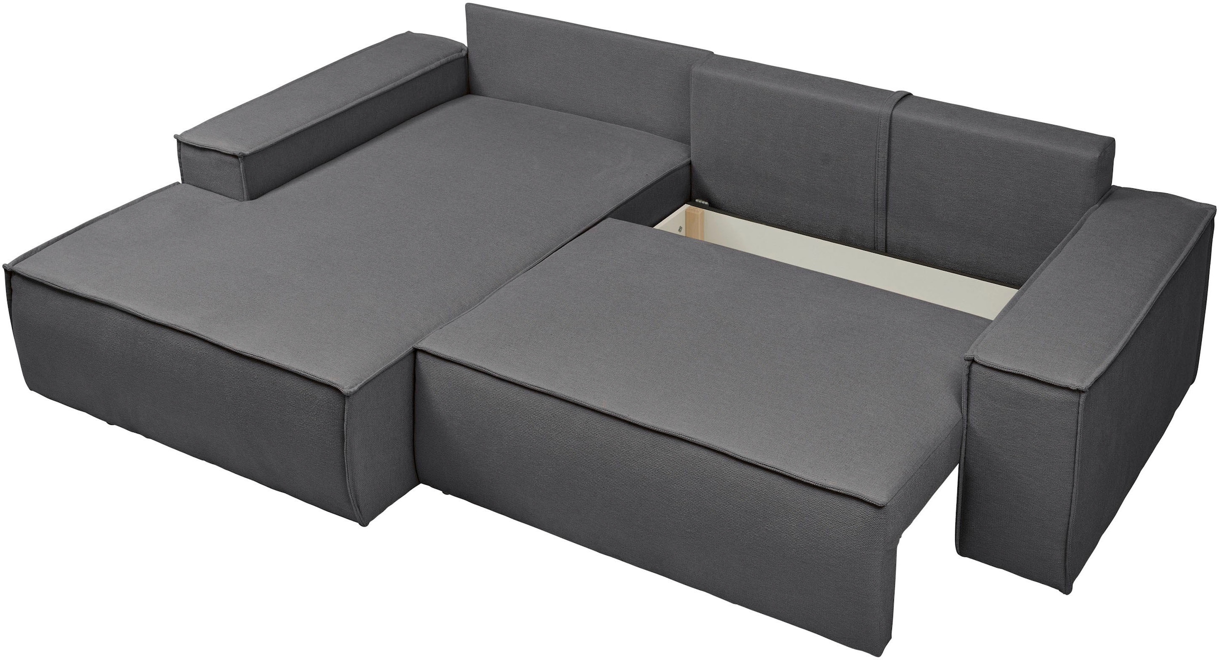 andas Ecksofa »Finnley Schlafsofa 267 cm in Bouclé, Struktur fein u. Cord, L-Form,«, Schlaffunktion m. Bettkasten (136/210 cm), Bouclé, Struktur und Cord