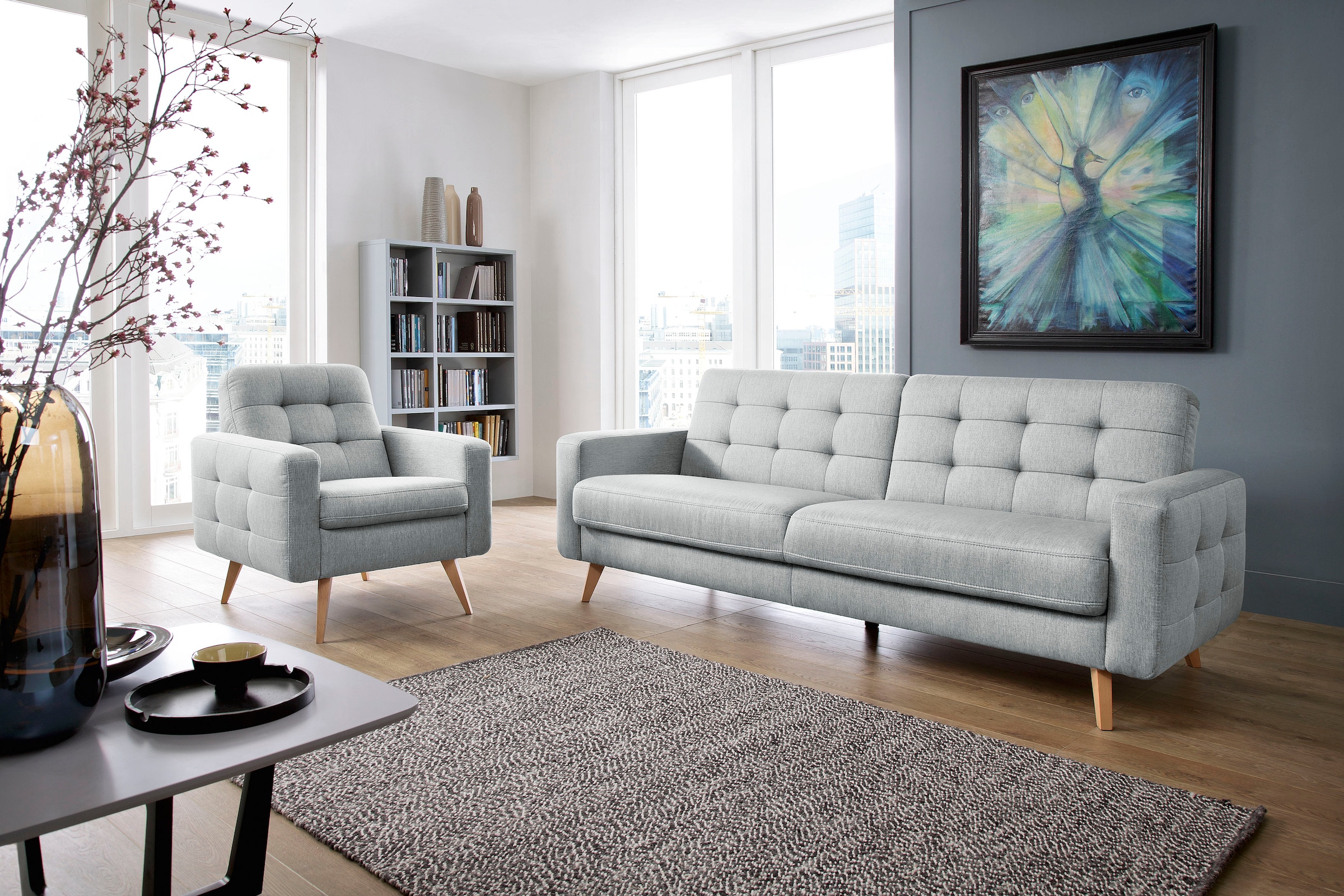 exxpo - sofa fashion 3-places »Nappa, Schlafsofa, bequem, zeitloses Design, L-Form« superbe finition des détails, avec fonction lit et coffre de rangement