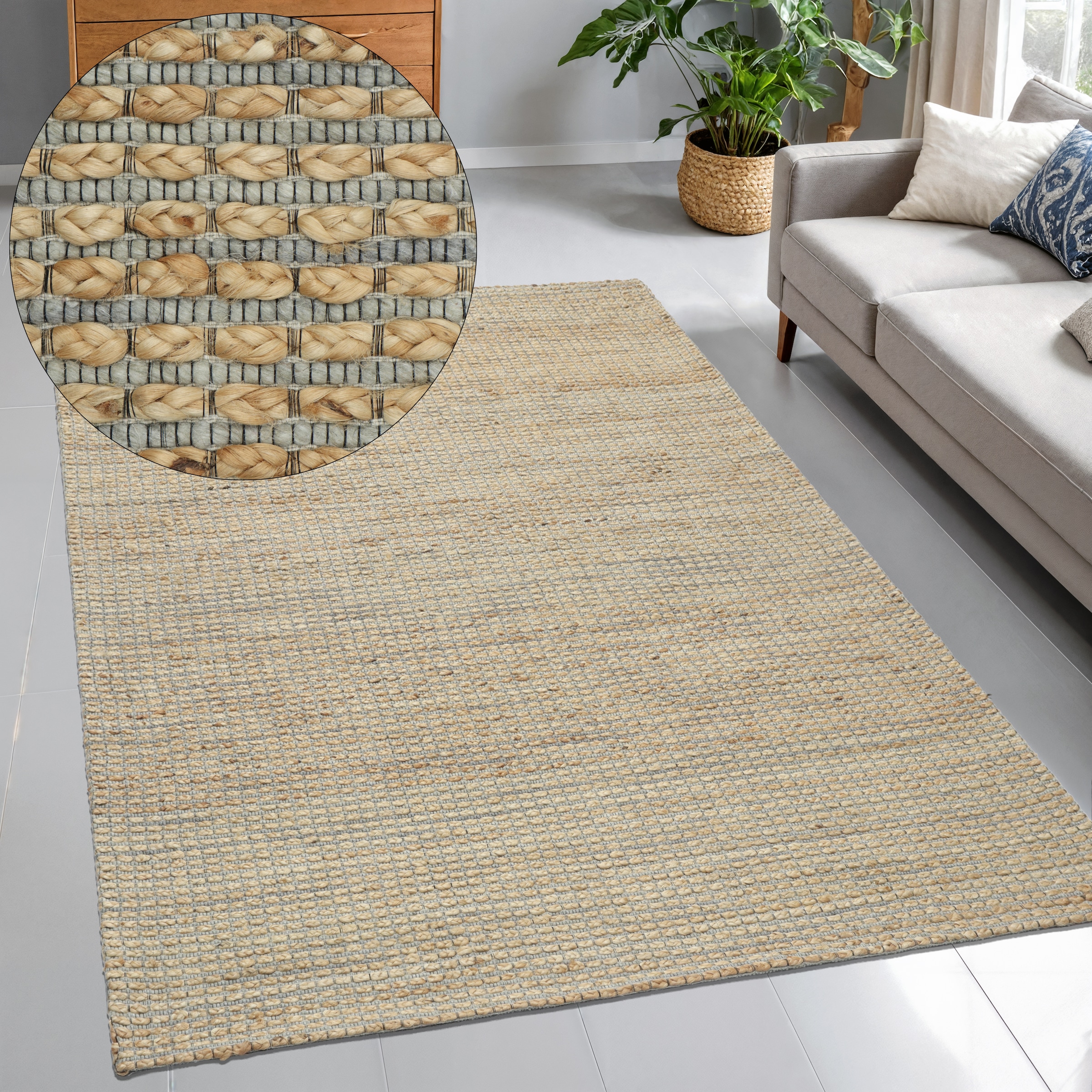 GOODproduct Teppich »Jerron, Jute-Mix, Flechtoptik« rechteckig 15 mm Höhe Scandi-Stil, Strukturgewebe, Wohnzimmer, Schlafzimmer, Esszimmer