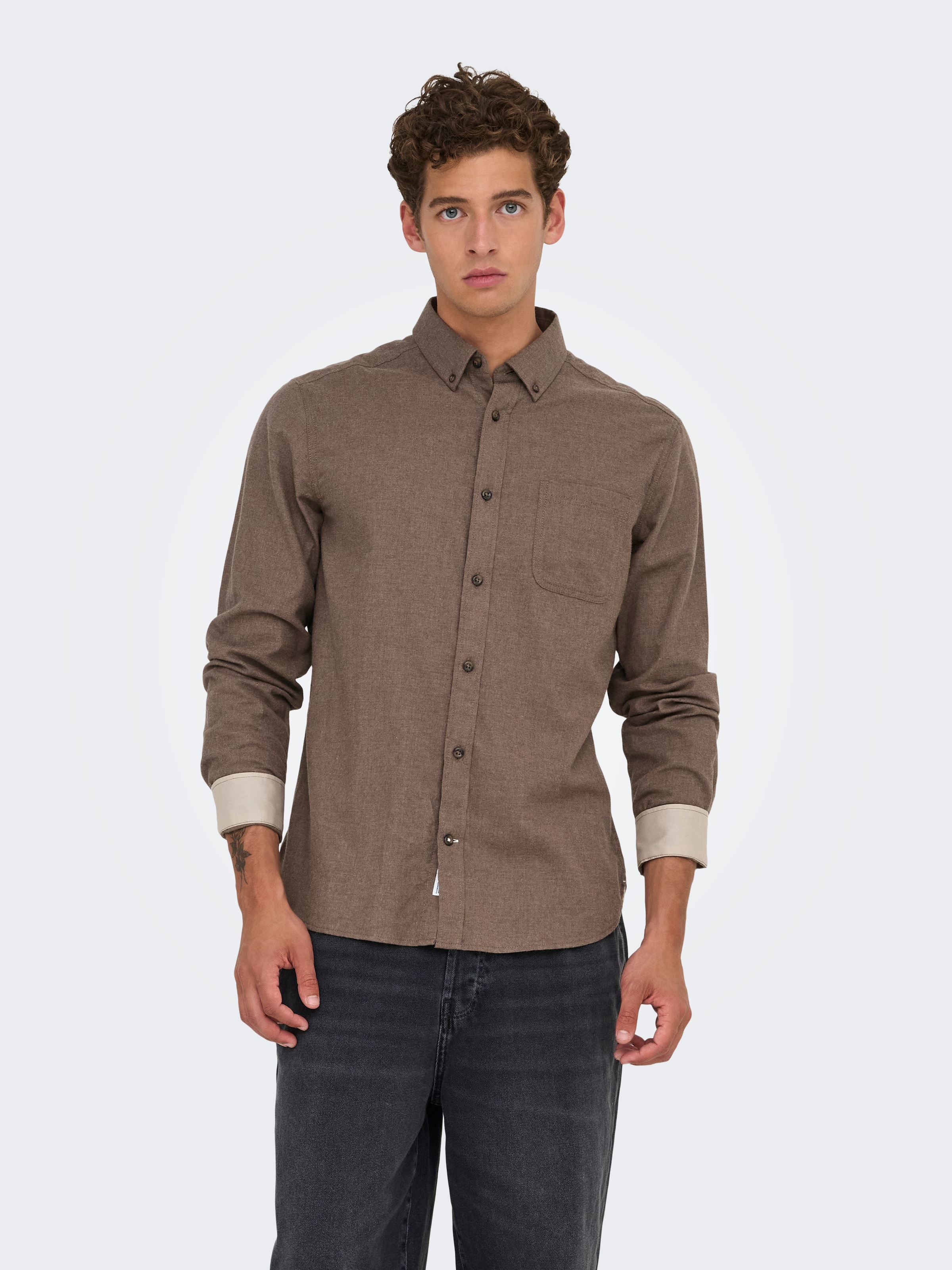 ONLY & SONS Langarmhemd »ONSROAD LIFE REG MELANGE LS SHIRT NOOS«