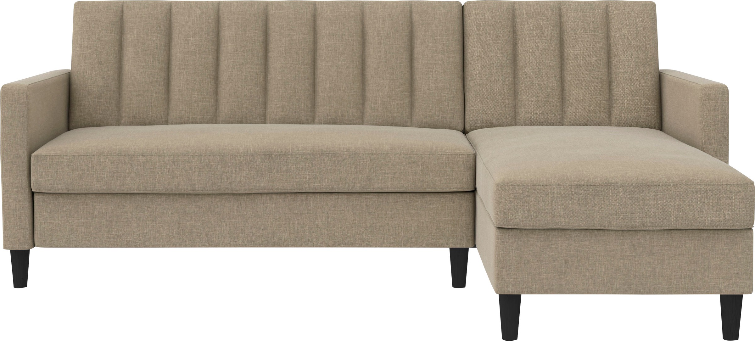 Dorel Home Ecksofa mit Schlafffunktion, Recamiere mit Stauraum beidseitig montierbar, Rückenlehne 2-teilig und 3-fach verstellbar