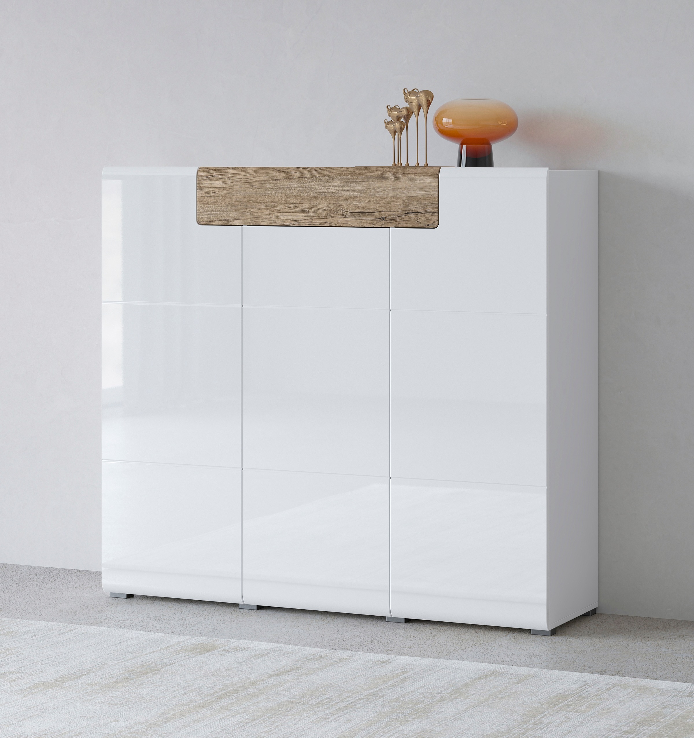Image of GOODproduct Highboard "Toledo,Breite 147,5 cm,trendige Hochkommode mit 3 Türen 1SK" Hochschrank mit viel Stauraum, stylische Hochglanzfronten