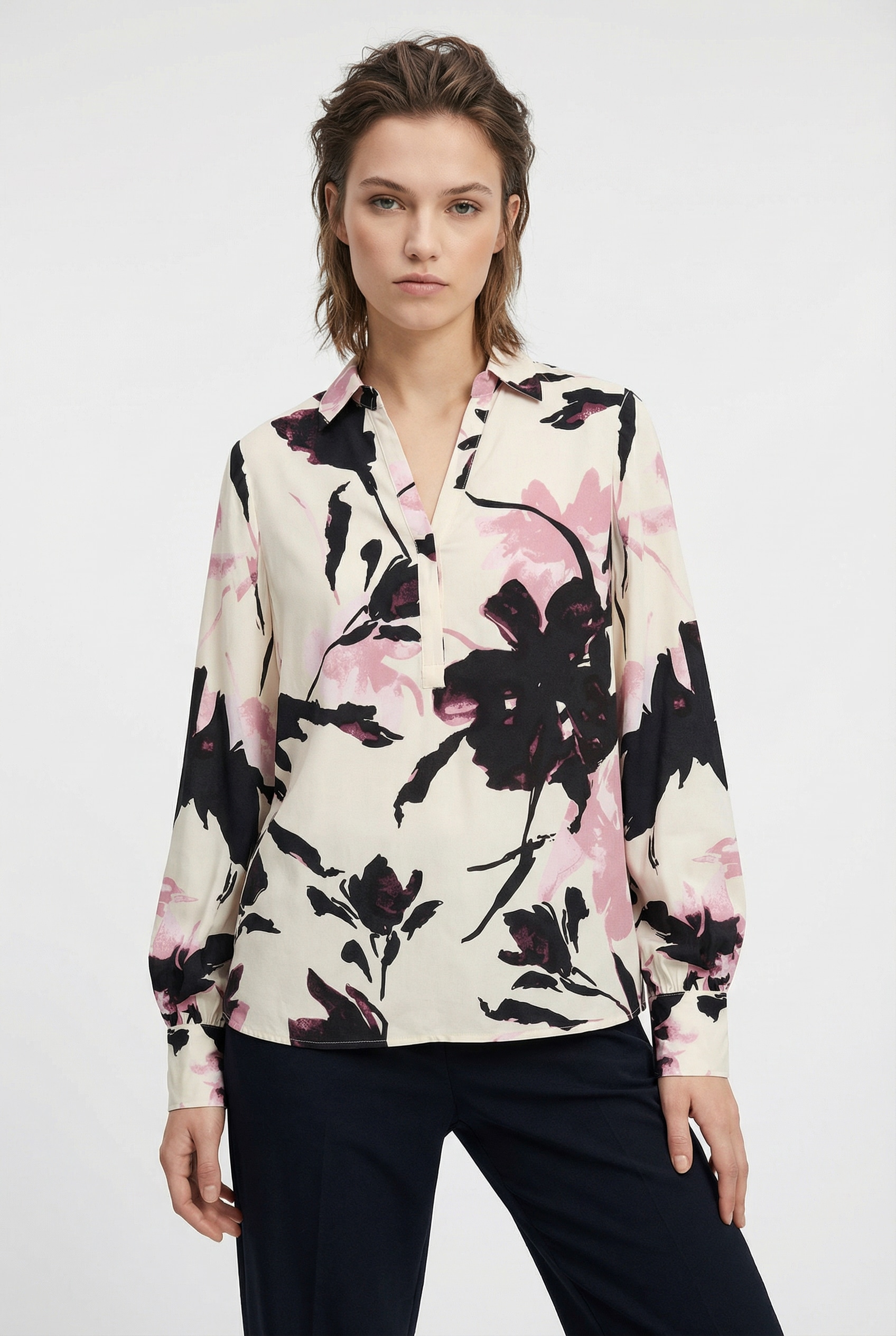 Image of soyaconcept Druckbluse "SC-BENE 2" aus Viskose, Regular Fit, Langarm, mit Blusenkragen, pflegeleicht