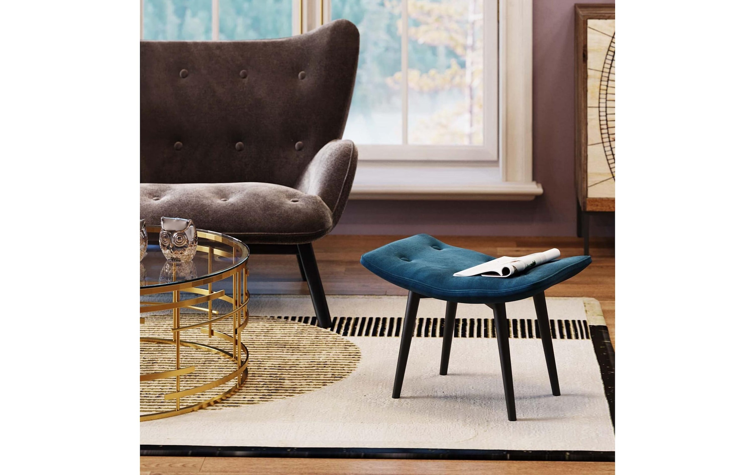 Kare Design Hocker »Black Vicky Velvet 46 x 59 cm«