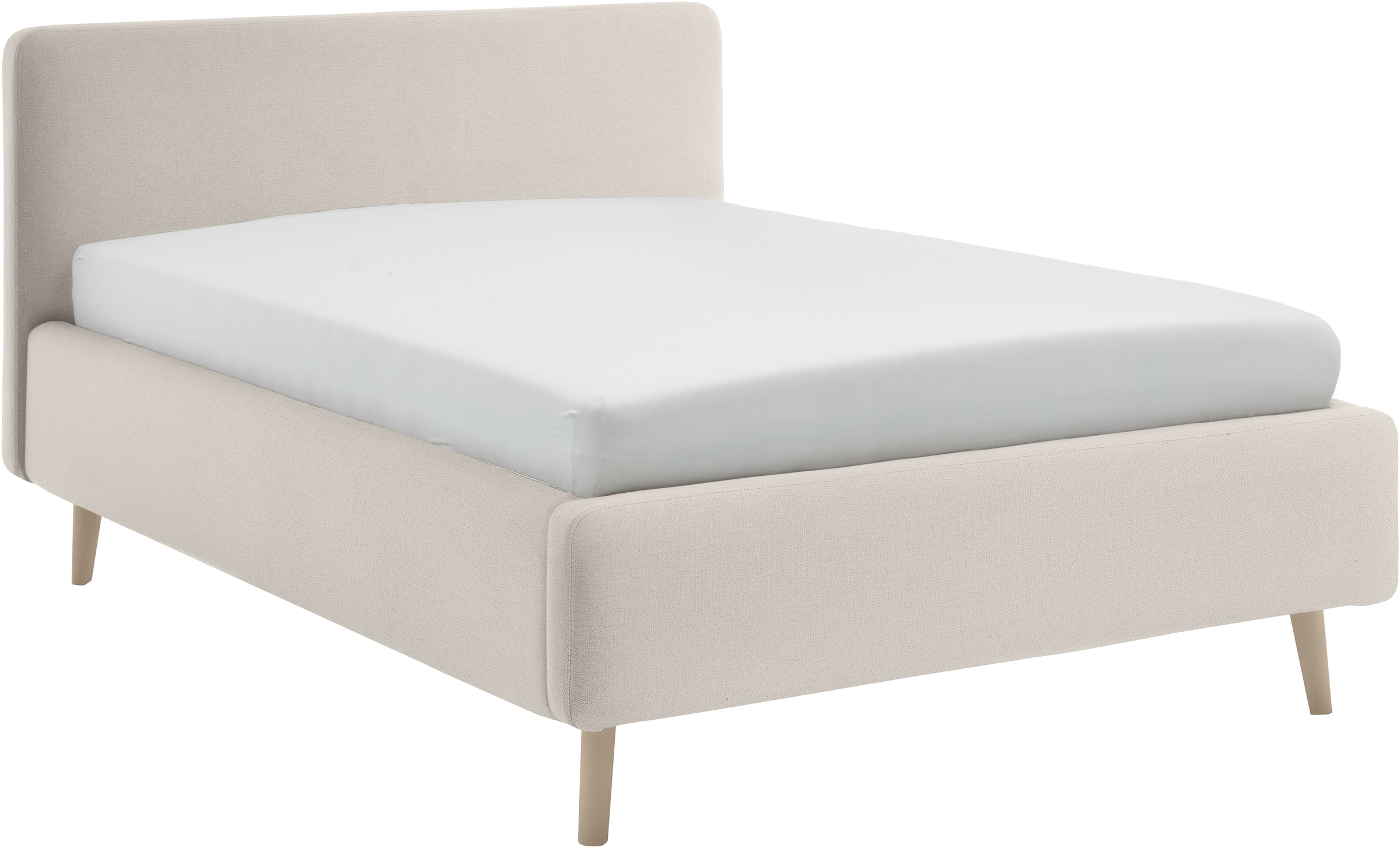 meise.möbel Lit rembourré »MATTIS mit sandfarbenem Fuss, wahlweise mit Bettkasten« disponible en différentes largeurs, couleurs et qualités de revêtement