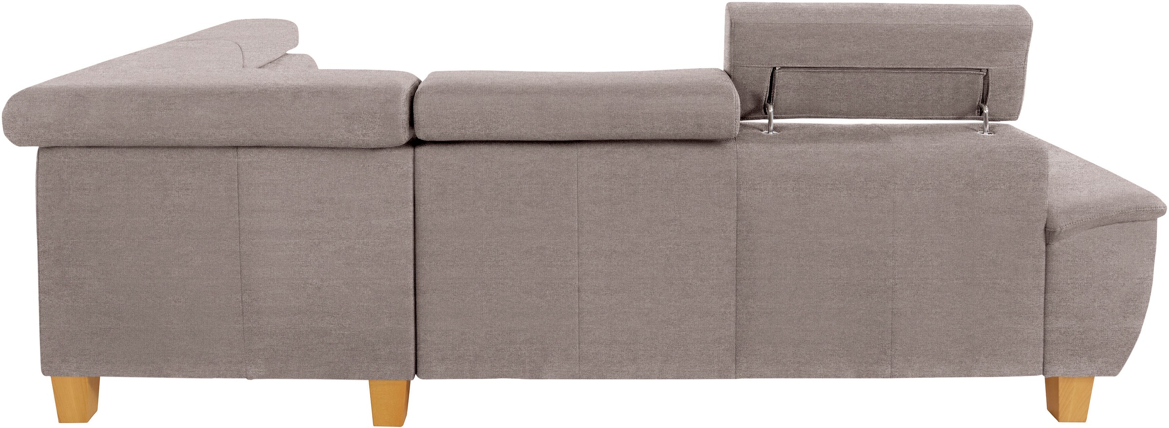 exxpo - sofa fashion Canapé d'angle »Enya, hoher Sitzkomfort, Breite 266cm, bequem, 12cm hohe Füsse, L-Form« mit Kopfteilverstellung, wahlweise Bettfunktion u. Bettkasten