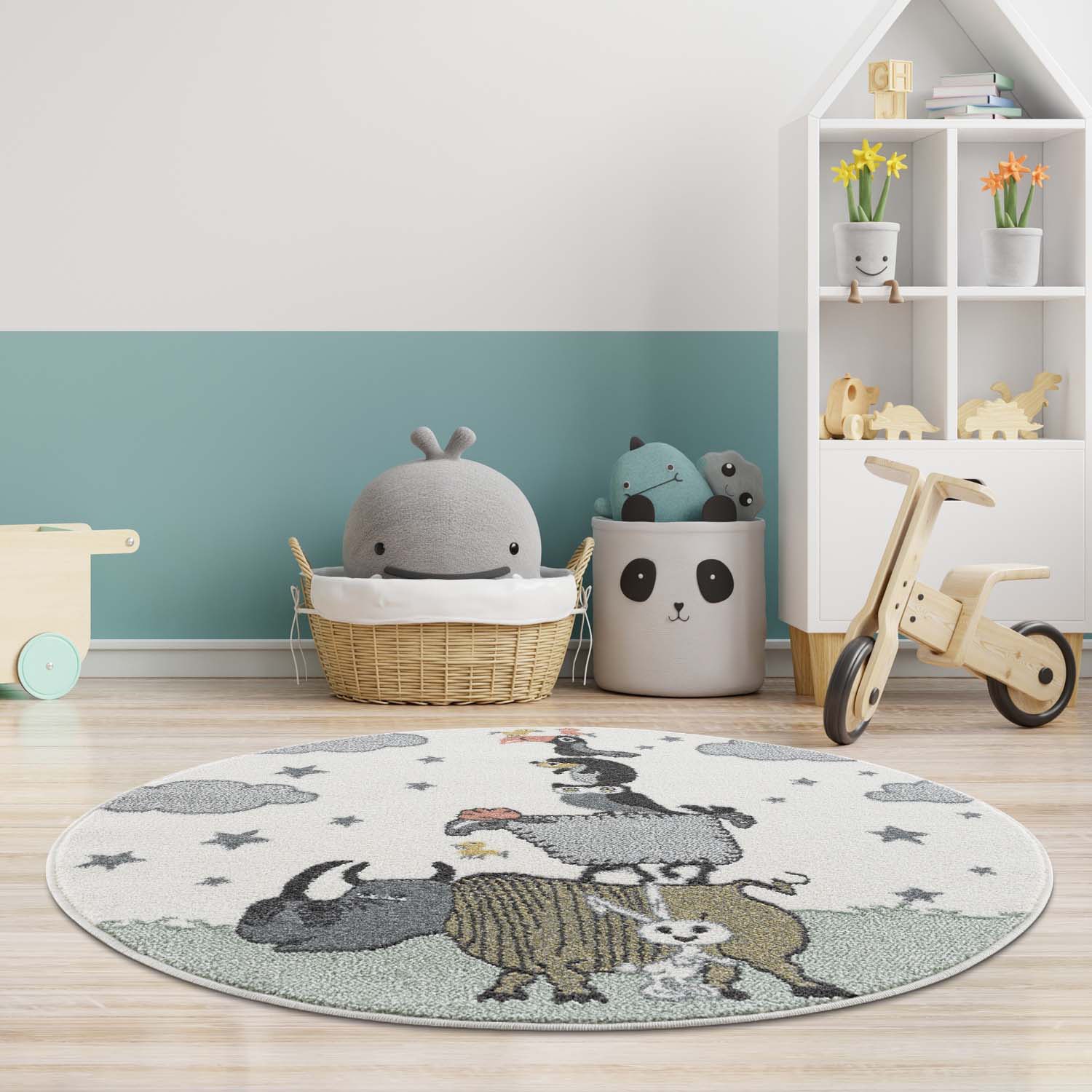Image of Carpet City Kinderteppich "Anime9394" rund 11 mm Höhe Spielteppich mit Tieren, Weicher Flor, Pflegeleicht, Kinderzimmer
