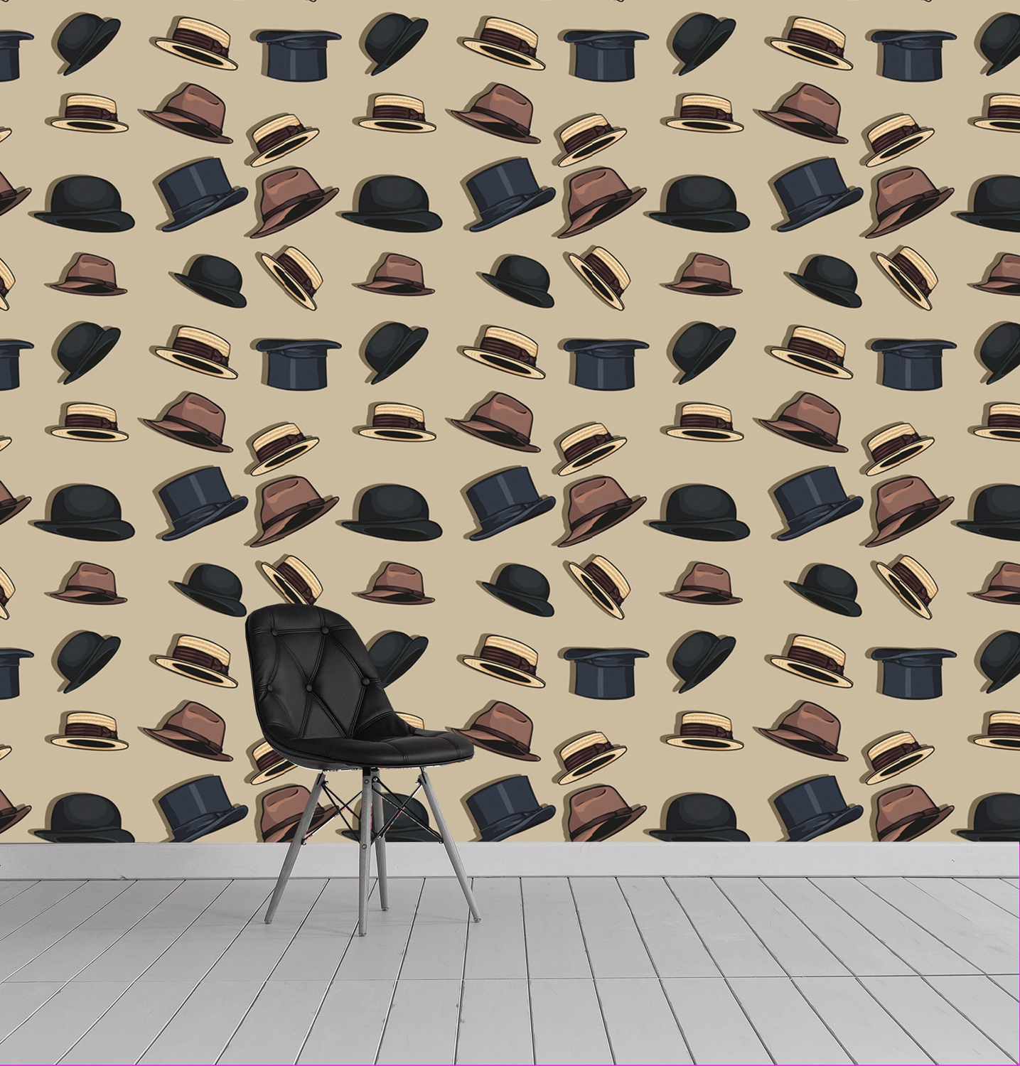 queence Papier peint vinyle »Hats« abstrait | imprimé 90x250cm, selbstklebend, kinderleichte Anbringung, , Sticker